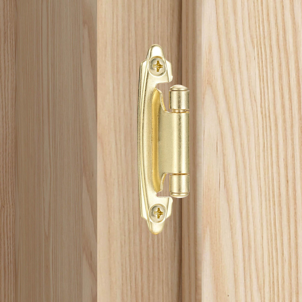 4 Pack (2 Pairs) Antique Brass Self Closing Cabinet Hinges for Kitchen Cabinet Door, 1/2" Overlay (Variable) Semi Concealed Kitchen Cabinet Hinges