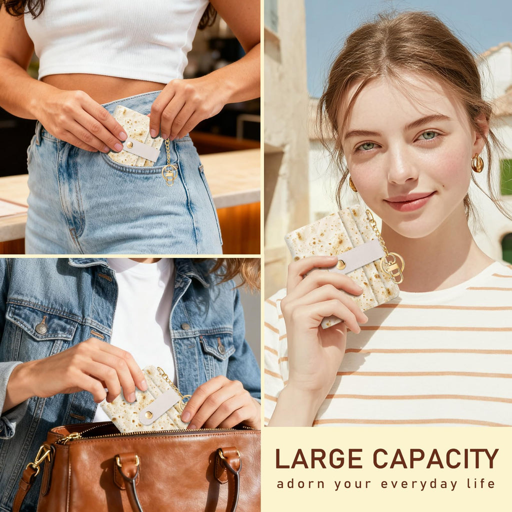 Jogjam Small Ladies Wallet, Rfid Slim Thin Compact Credit Card Women Wallet, PU Leather Bifold Cash Wallet, Zipper Coin Pocket & ID Window, Female Gifts Beige and Brown