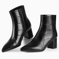 Women's Ankle Boots Pointed Toe Chunky Block Heel Short Boots for Women Low Heeled Booties