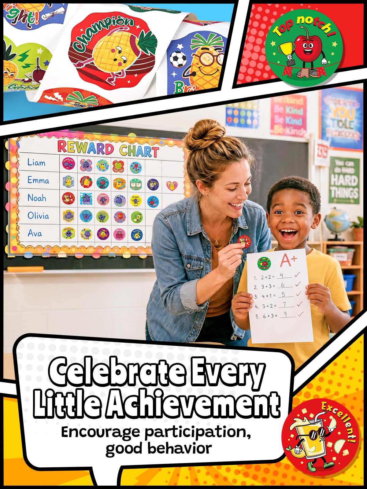 HORIECHALY 3 Rolls Scratch and Sniff Stickers for Kids, 600PCS Smelly Scented Stickers, Kid's Reward Sticker, Classroom Teacher Must Haves, School Supplies Incentives Christmas Children‘s Gift-1.57''