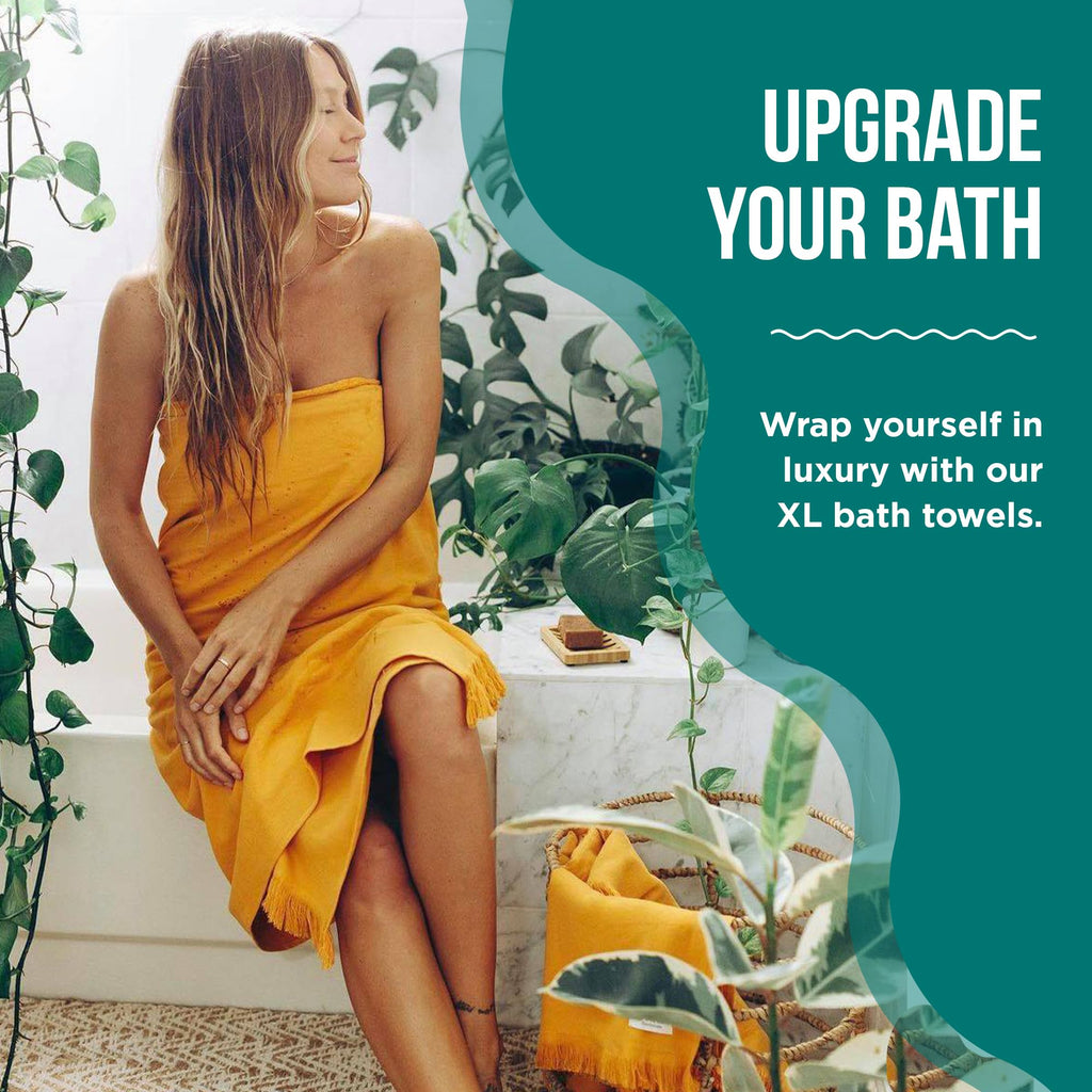 Sand Cloud Turkish Bath Towels Bundle for Bathroom, Set of 4 (Classic Black) - Large Size - 100% Certified Organic Cotton Yarn is Lightweight, Soft & Absorbent - Premium Bath Towels Dry Faster
