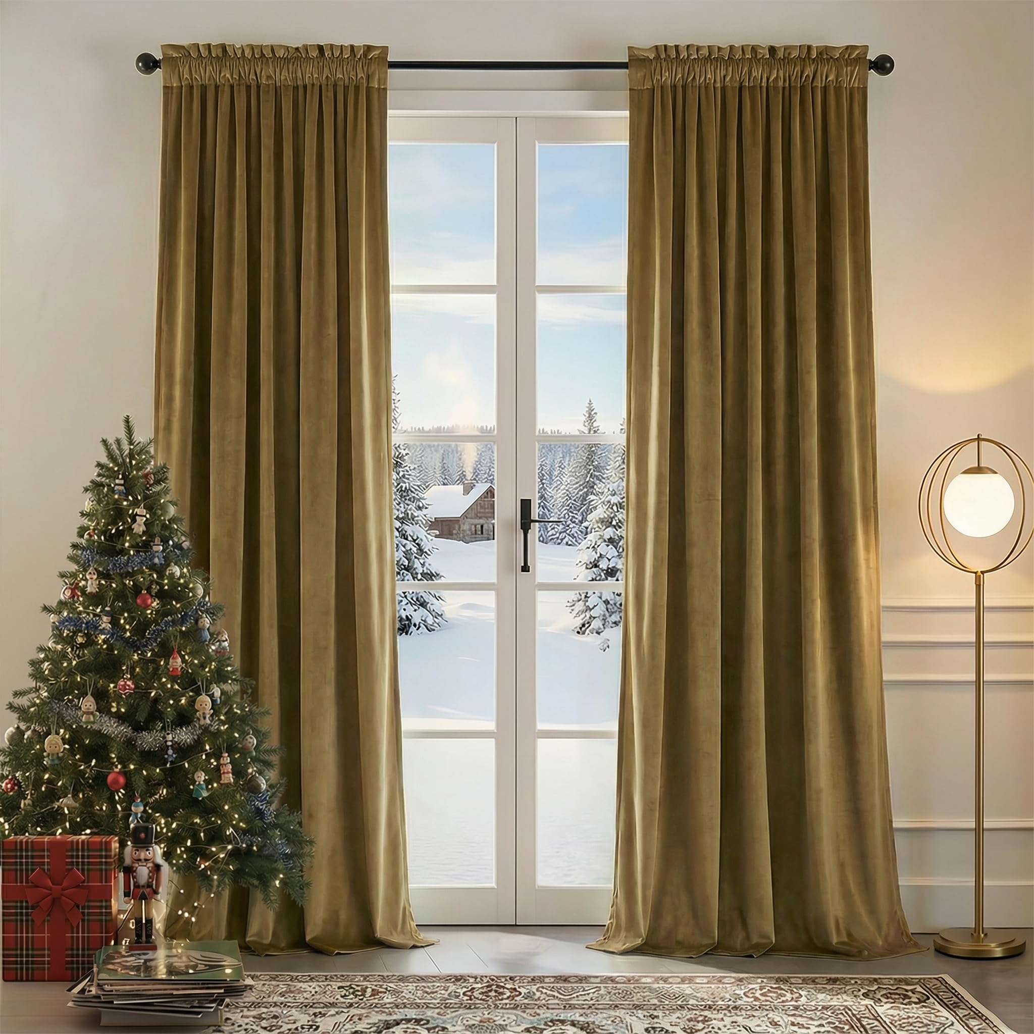 Nemia Dark Green Velvet Curtains Thermal Insulated Blackout Curtain for Bedroom Window Living Room Darkening Luxury Vintage 63 Inches Long Heavy Drapes Panels Rod Pocket Set of 2