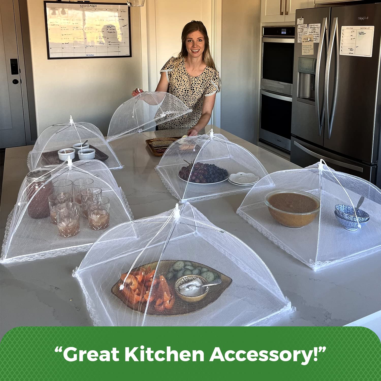Simply Genius Mesh Food Covers - 12-Pack, 17in x 17in, White - Outdoor Kitchen & Picnic Accessories - Hosting Essentials for Glamping & Tailgating