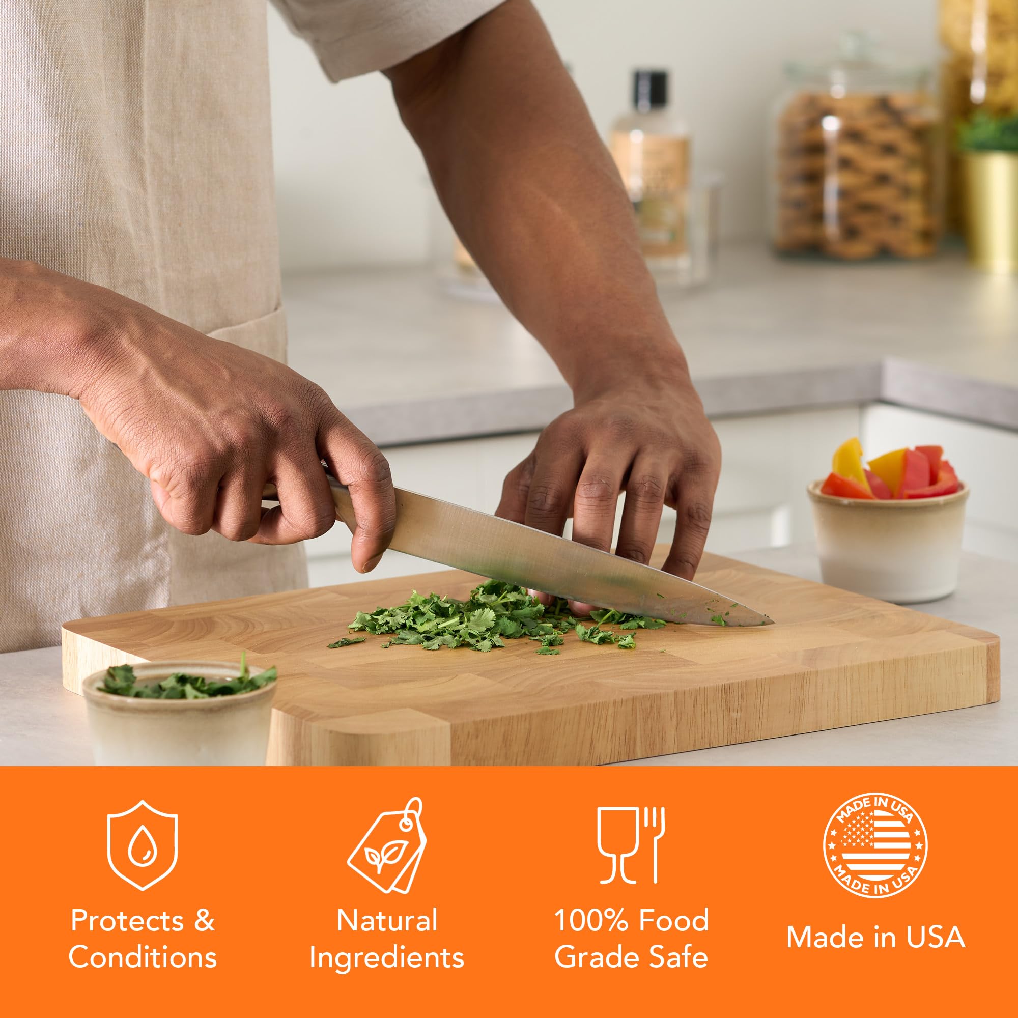 CLARK'S Cutting Board Care Kit with Coconut Oil - Includes Butcher Block Oil and Wax - Made with Refined Coconut Oil, Natural Beeswax, and Carnauba Wax - For Kitchen Countertops and Butcher Blocks