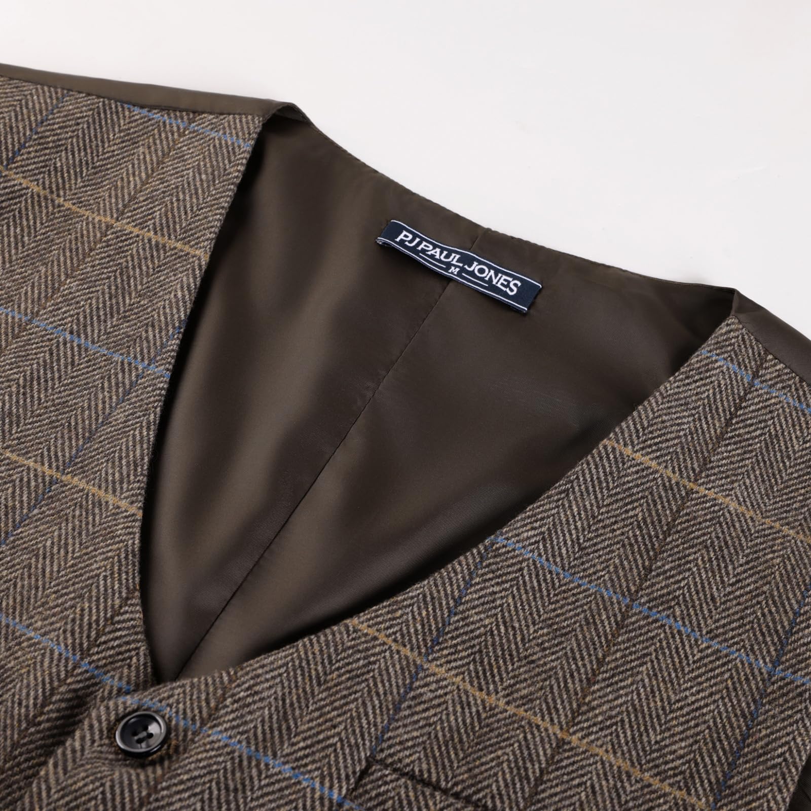PJ PAUL JONES Men's Herringbone Tweed Suit Vest Casual Wool Blend Waistcoat