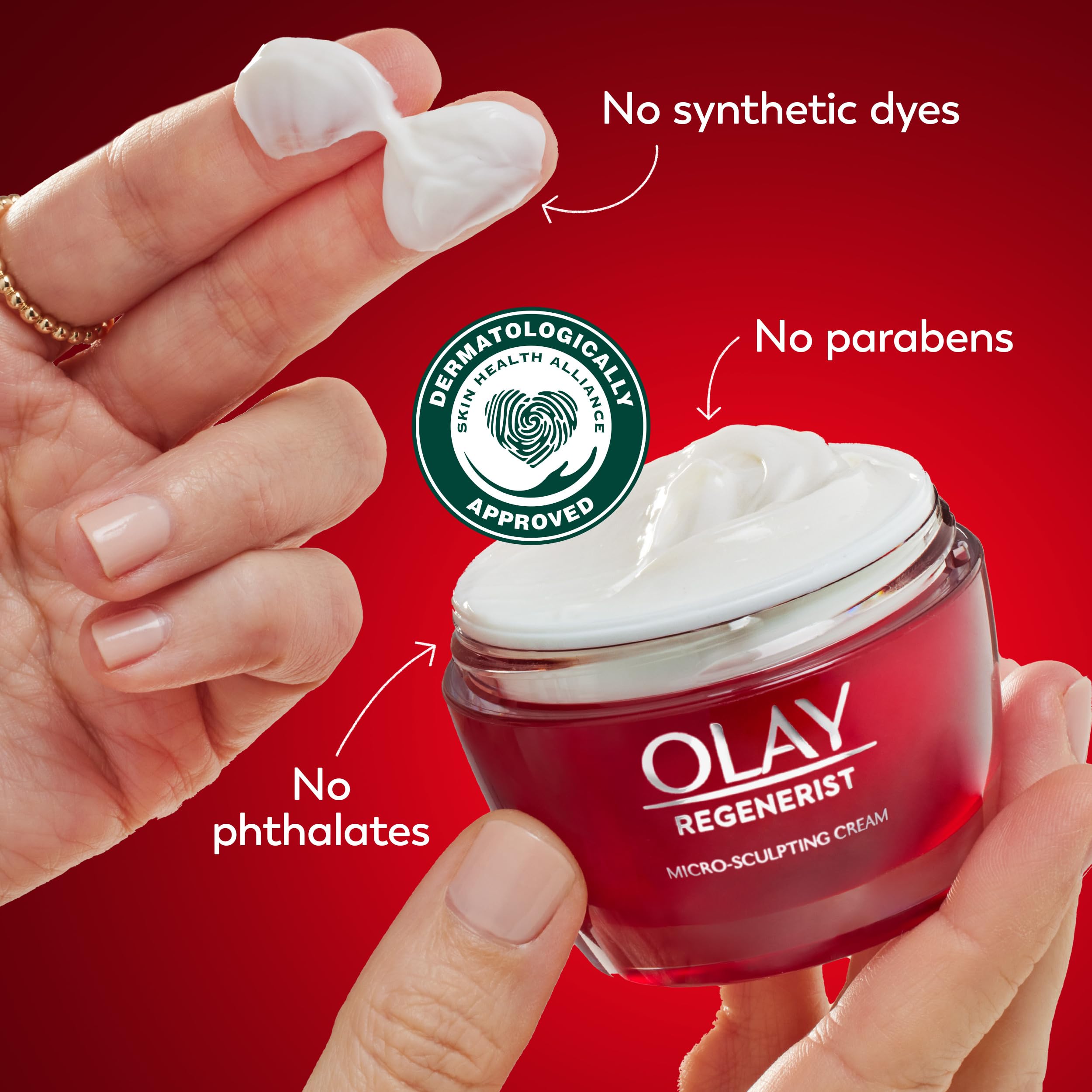 Olay Face Moisturizer, Regenerist Micro-Sculpting Cream for Women, Fragrance-Free - Anti-Aging, Anti-Wrinkle, Firming Skin Care - Triple Collagen Cream, Peptide, Hyaluronic Acid, Niacinamide, 1.7oz