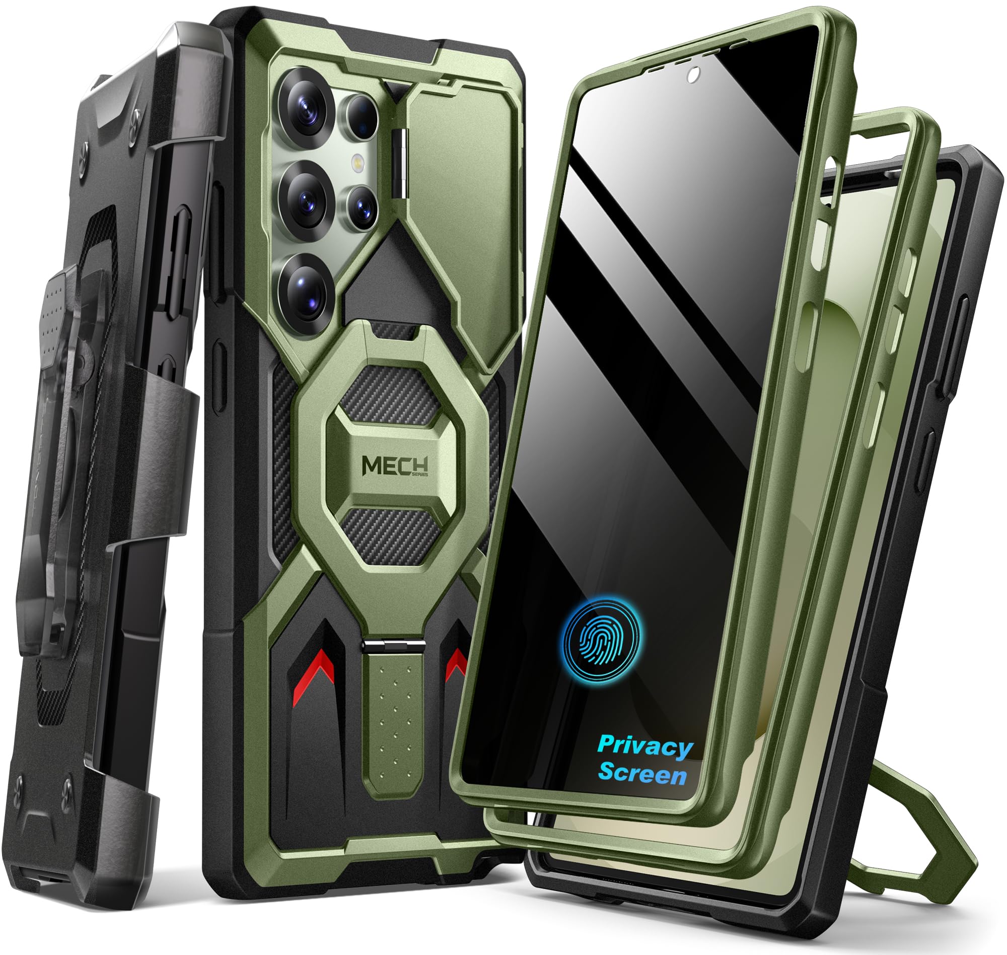 TONGATE Magnetic Stand for Samsung Galaxy S25 Ultra Case with Privacy Screen Protector, [Compatible with Magsafe] [Military Drop Protection] S25 Ultra Case with Camera Cover & Belt Clip, Black 6.9"
