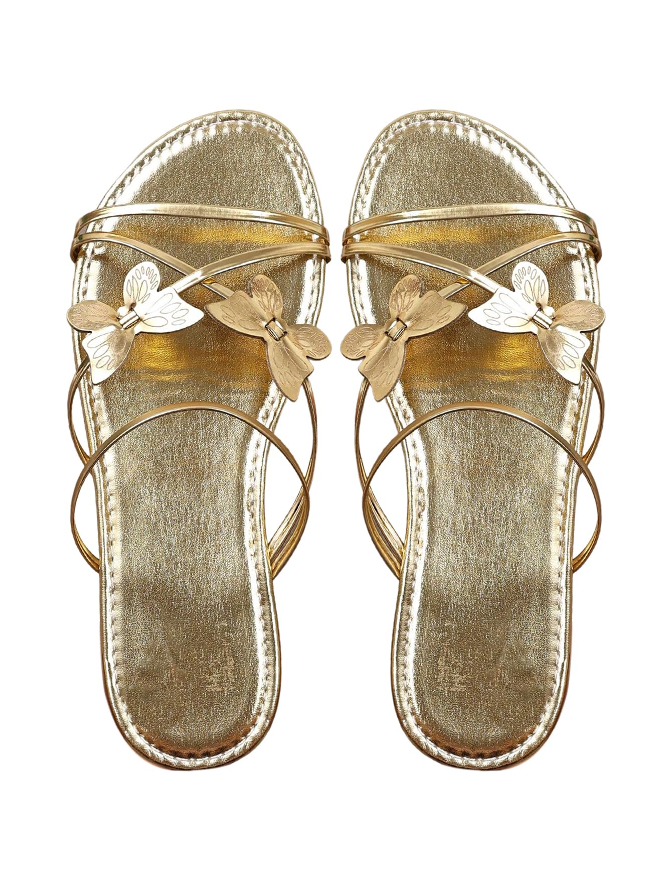 Floerns Women's Elegant Rhinestone Butterfly Transparent Elastic Strap Summer Flat Sandals