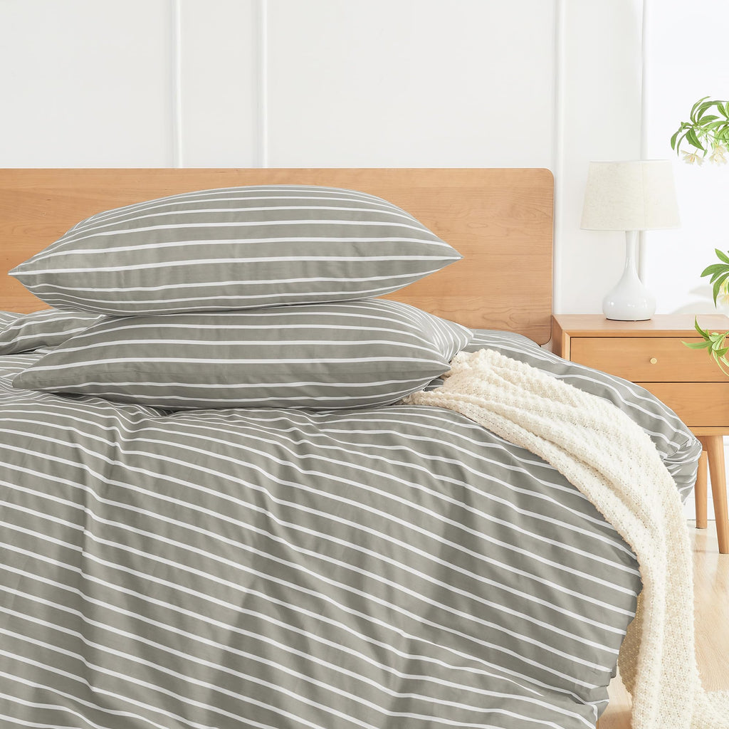 JELLYMONI Cotton Striped Pillowcases Set of 2, Sage Green, Standard | Soft breathable feel, Envelope closure, 400TC cotton, Machine washable, Gentle on skin