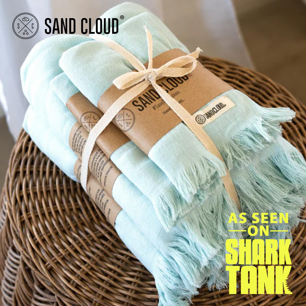 Sand Cloud Turkish Bath Towels Bundle for Bathroom, Set of 4 (Classic Black) - Large Size - 100% Certified Organic Cotton Yarn is Lightweight, Soft & Absorbent - Premium Bath Towels Dry Faster