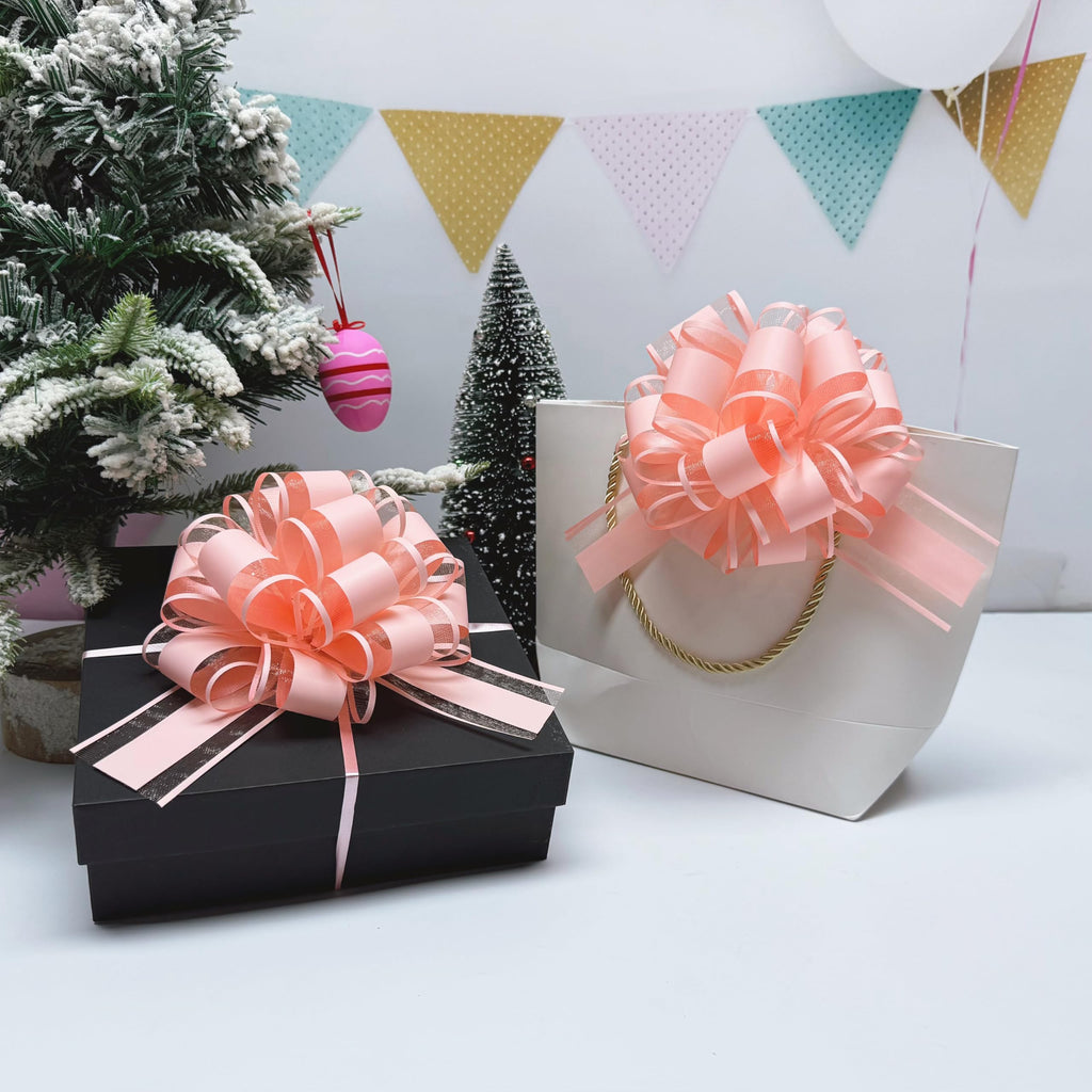 6 PCS Large Pull Bows,Bow for Gift Wrapping,6 inches,Christmas Party Birthday Gift Wedding Ribbon Bows for Wrapping Boxes or Flower Decorations, Valentine's Day Gift Decorations