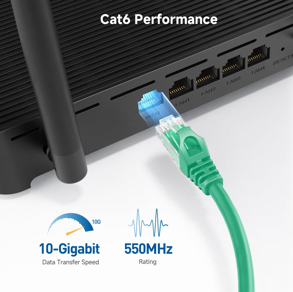 Cable Matters 10Gbps Snagless Short Cat 6 Ethernet Cable - 2ft, Cat 6 Cable, Cat6 Cord, Ethernet Cord, Black