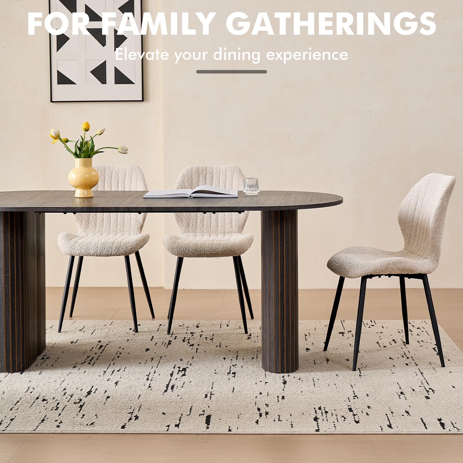 70.8" Oval Table for 4 6 Person, Modern Farmhouse Kitchen Dinner Table for Living Receiption Room, Black