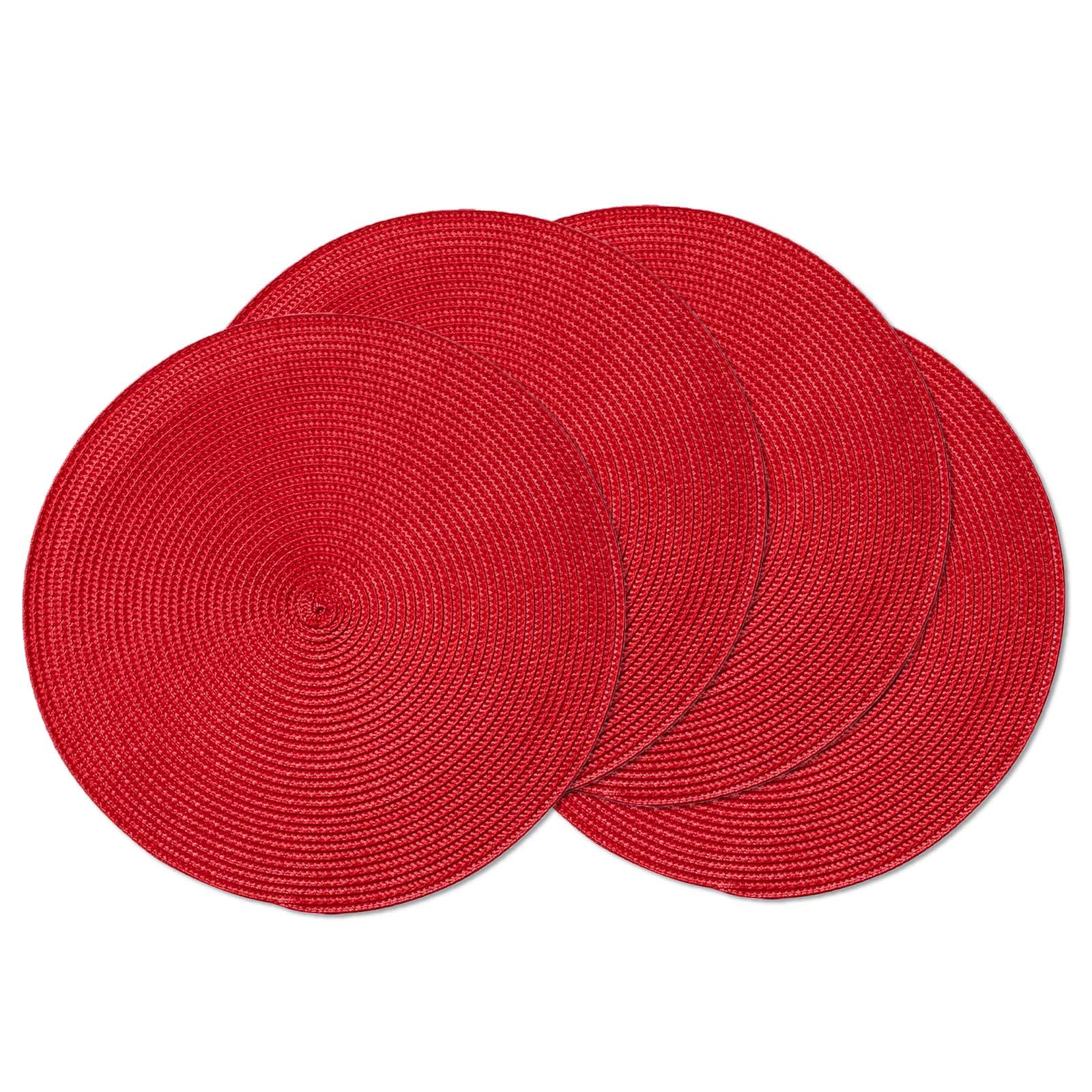 AHHFSMEI Round Placemats Set of 6 Heat Resistant Washable Non-Slip Woven Braided Table Mats for Dining Table Kitchen & Home Decor (Beige)