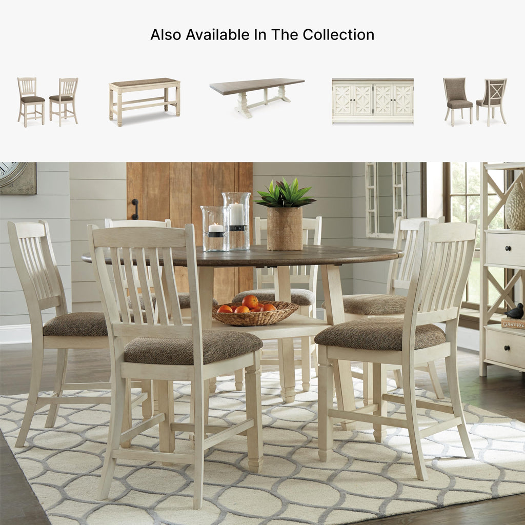 Signature Design by Ashley Tyler Creek Farmhouse 24.38" Counter Height Upholstered Barstool, Set of 2, Almost Black