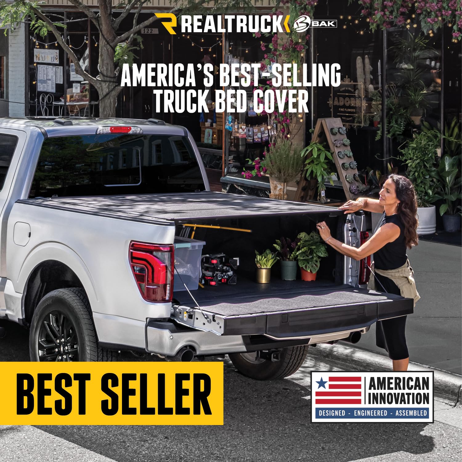 RealTruck BAK BAKFlip F1 Hard Folding Truck Bed Tonneau Cover | 772133 | Fits 2020-2026 Chevy/GMC Silverado/Sierra 2500/3500HD 6' 10" Bed (82.2")