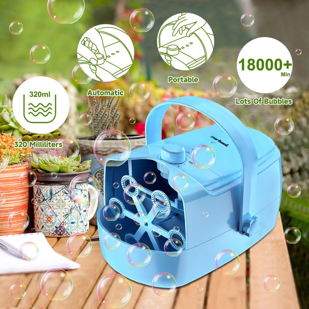 Zerhunt Durable Bubble Machine for Party: 3 Power Modes for Non-Stop Fun - 18000+ Bubbles Per Minute High Output 30 Mins Bubbles per Refill - Kids Safe Auto-Stop for Outdoor Backyard Birthday