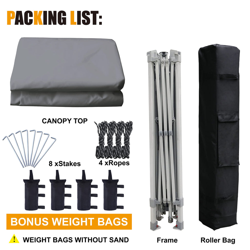 COOSHADE 13x13Ft Pop Up Canopy Tent Instant Folding Shelter 169 Square Feet Large Outdoor Sun Protection Shade(Grey)