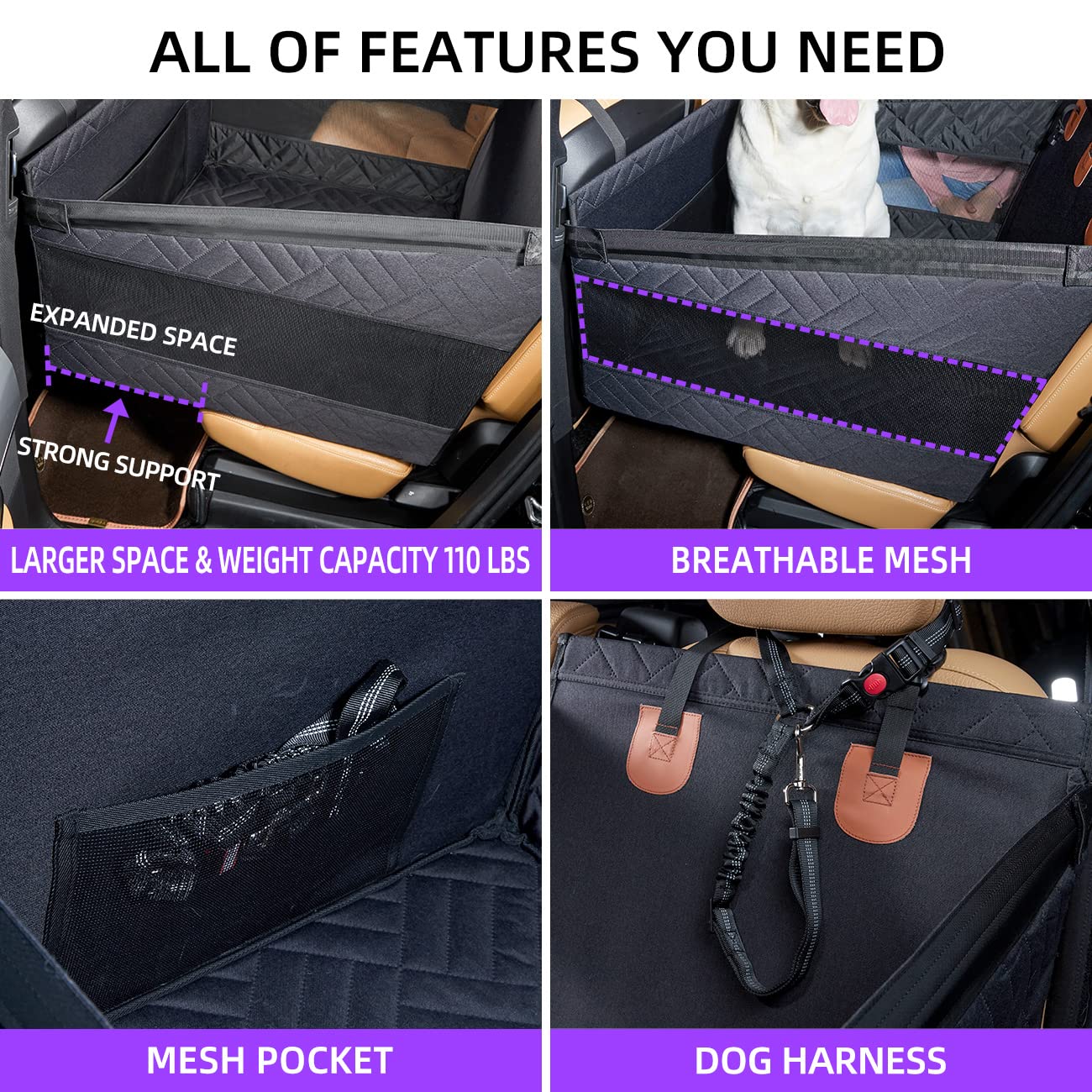 TKYZ Medium Dog Car Seat,Back Seat Extender for Dogs,Waterproof Large Dog Seat Cover for Backseat, Pet Bed for Car Hammock(Black-s)