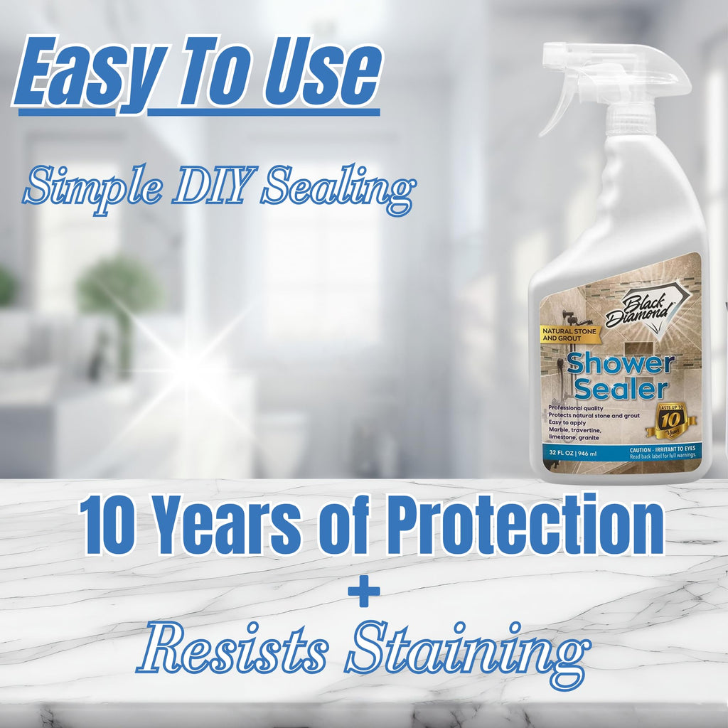 Natural Stone and Grout Penetrating Shower Sealer. Marble, Granite Travertine, Limestone. Protects Making Them Easy to Clean. Works Also on Grout in Tile, Ceramic, and Porcelain. 1-Quart