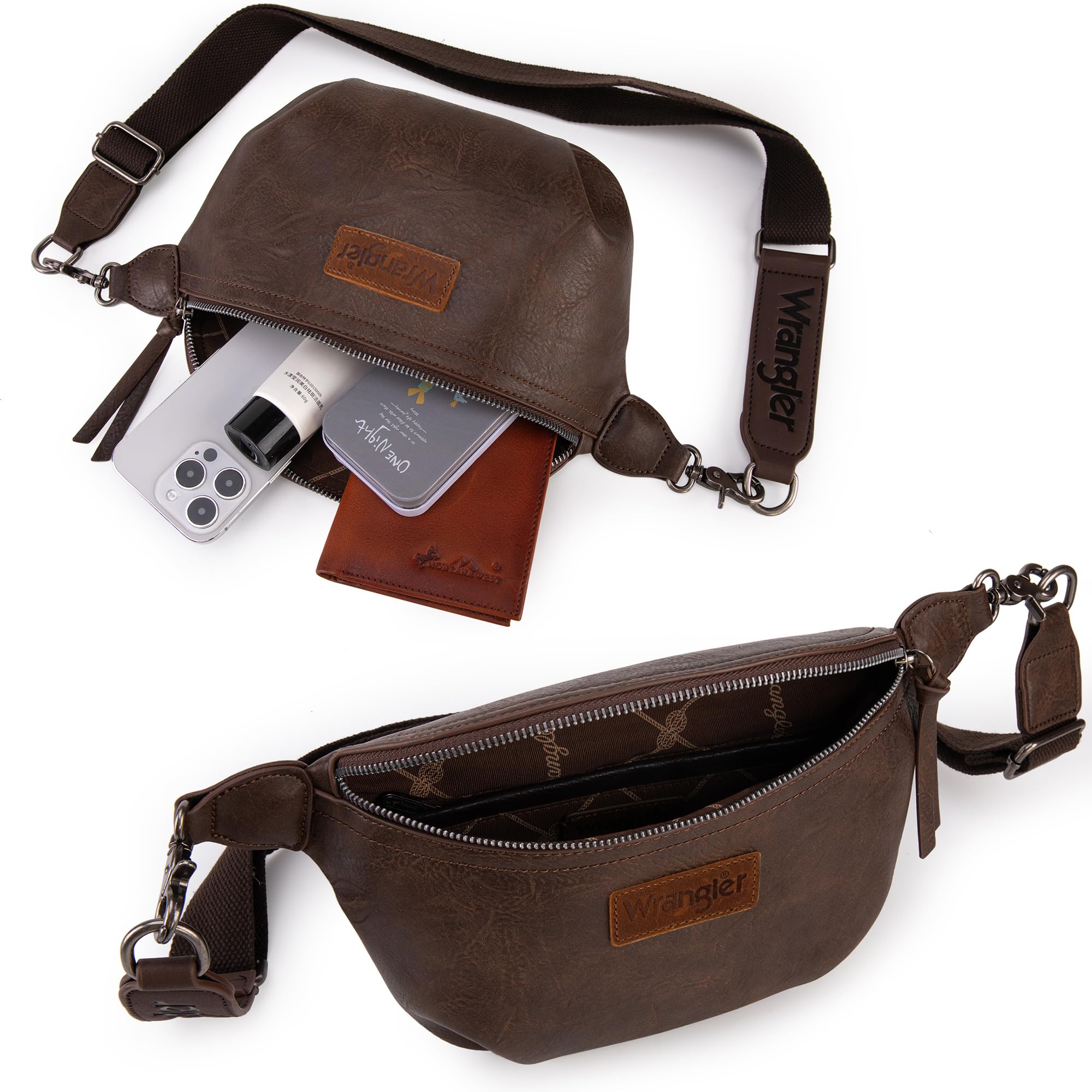 Wrangler Crossbody Bags for Women Large Fanny Packs Bum Bag Travel Belt Bags Sling Purse
