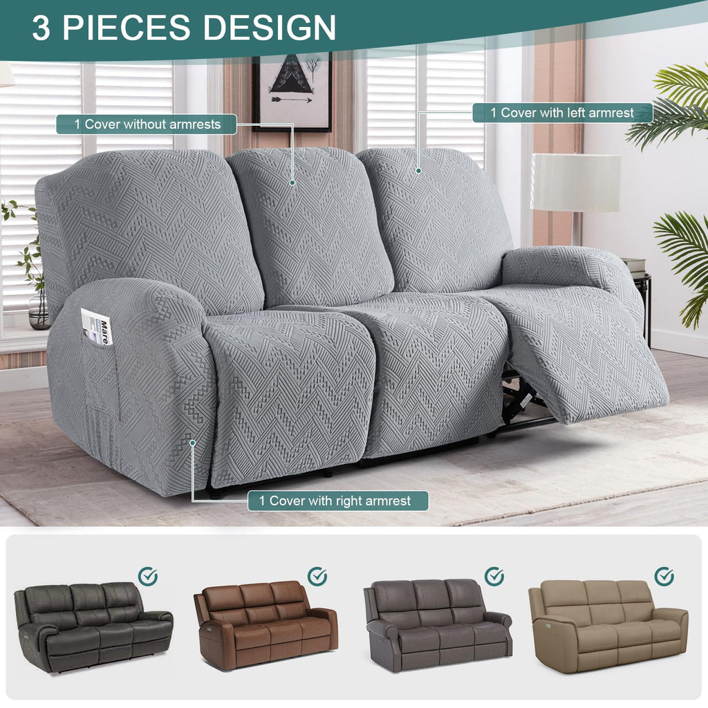 Ruaozz Recliner Chair Covers 3-Pieces Lazy Boy Recliner Slipcovers Stretch Reclining Chair Slipcover Washable Furniture Protector with Elastic Bottom (1 Seater, Army Green)