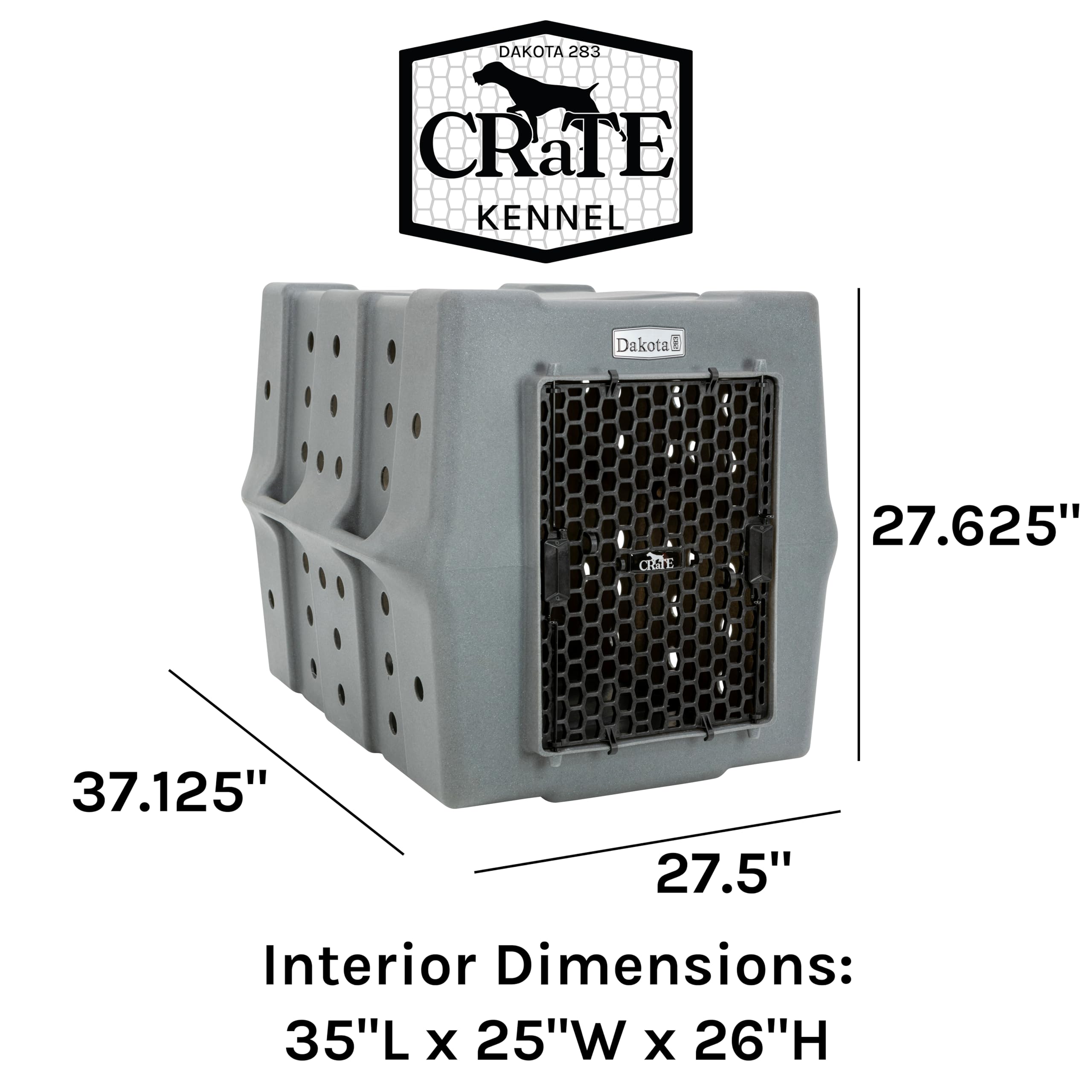 Dakota 283 Canine Rough and Tough Economy Dog Crate w/ Removable Two-Way Door - Heavy Duty Outdoor Kennel for Medium Breed Dogs (Coyote Granite, Intermediate)