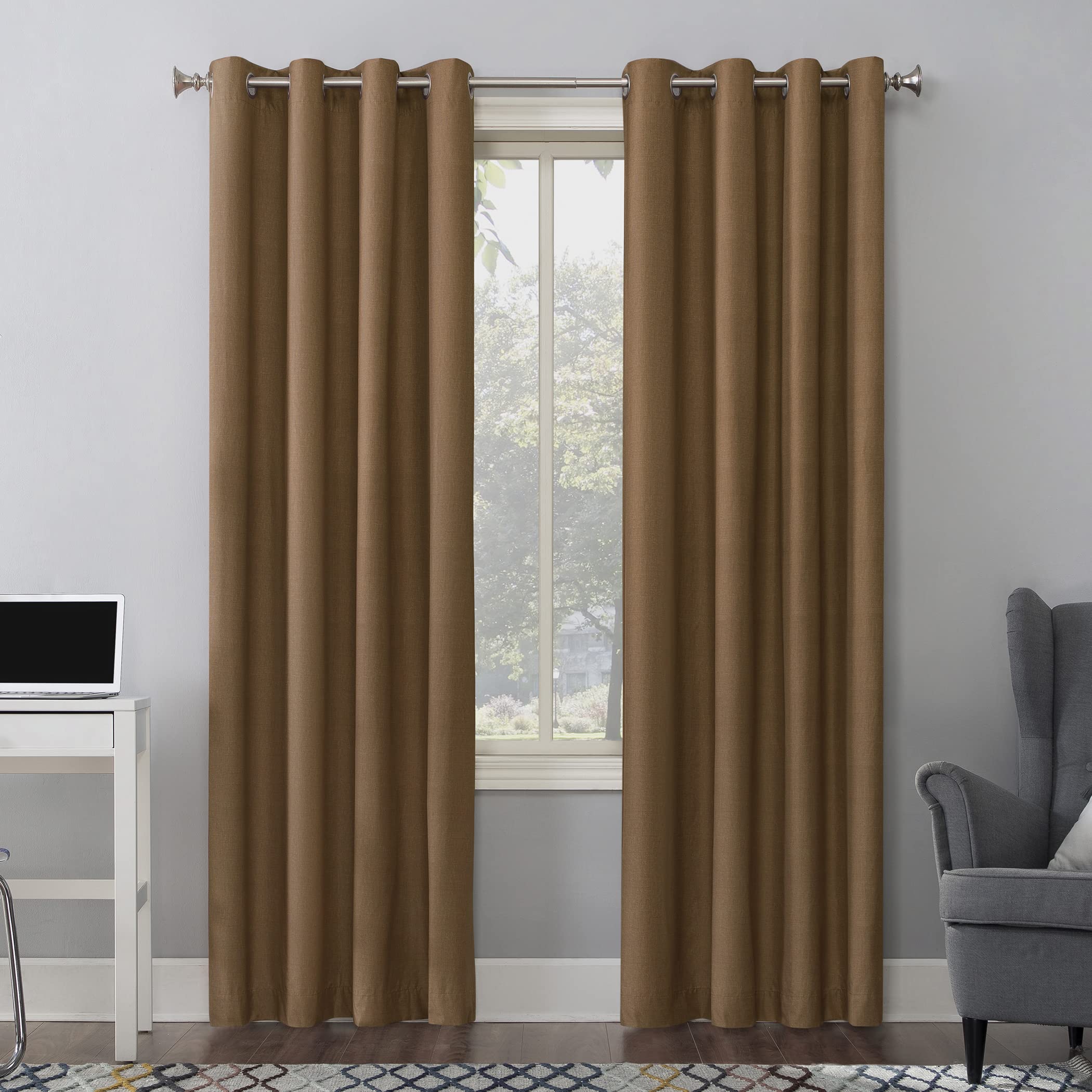 Sun Zero Columbia Thermal Insulated 100% Blackout Grommet Curtain Single Panel, 50" x 63", Cedar Orange