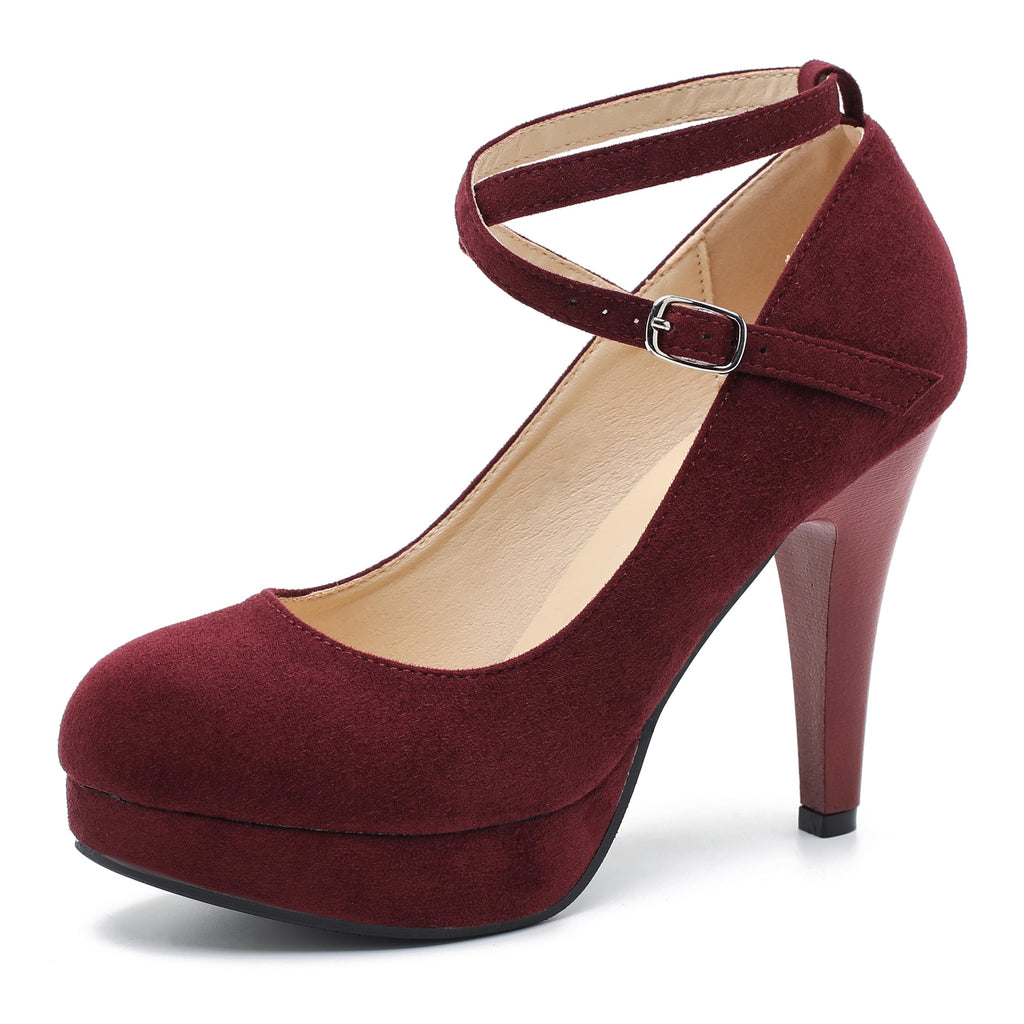 fereshte Women's Platform Pumps, Ankle Strap, High Heel, Closed Toe, Party Wedding Dress Shoes