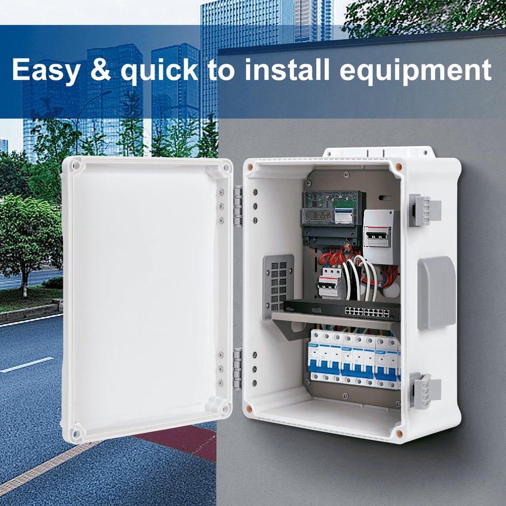 Namunanee Outdoor Electrical Junction Box, ABS Water Resistant Enclosure with Internal Mounting Panel & Hinged Cover, 9.2" H* 7" L* 4.6" W