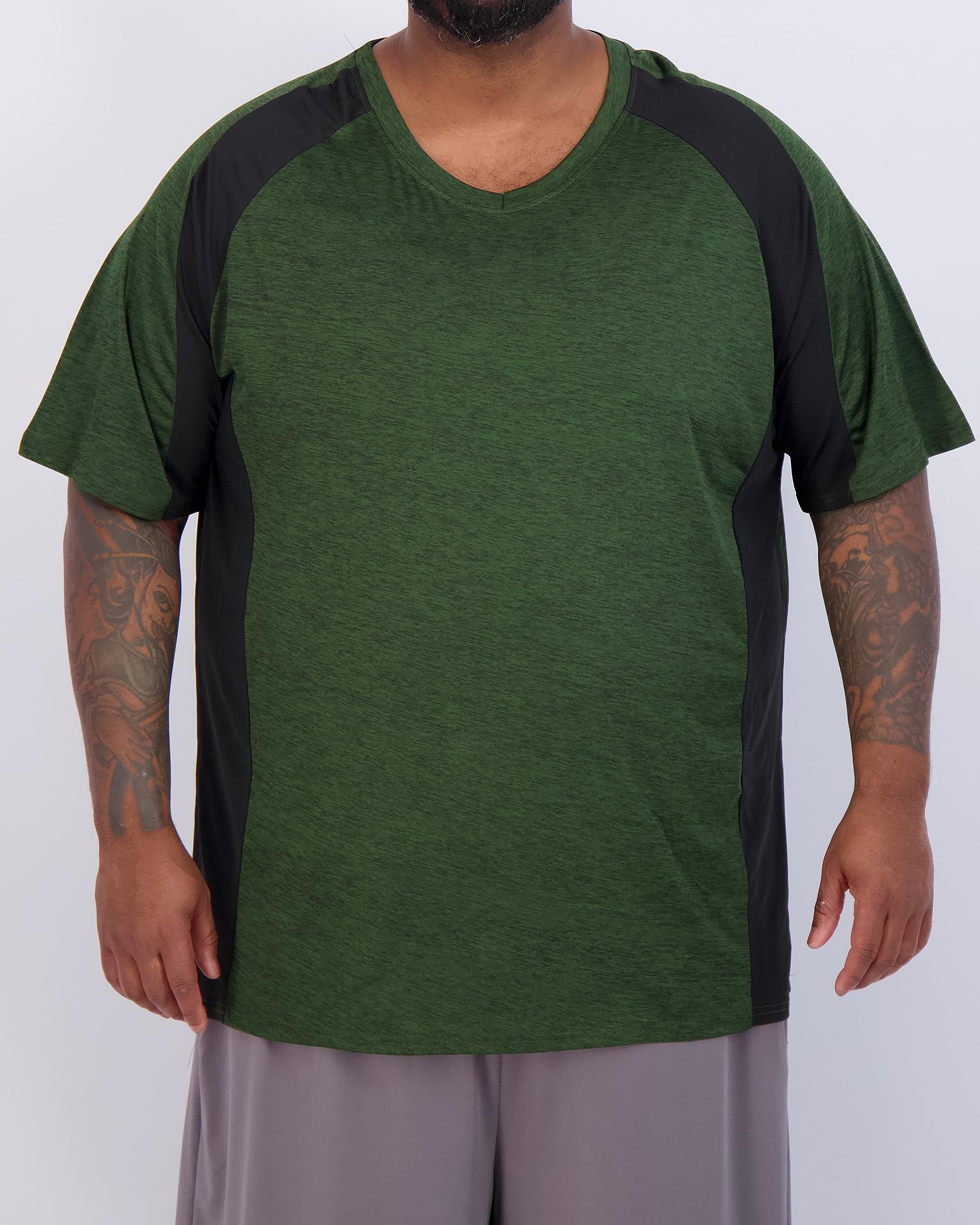 Real Essentials 3 Pack: Men's Big & Tall Short Sleeve V-Neck Athletic T-Shirt Dry-Fit Workout Shirts Moisture Wicking (3X-5X)