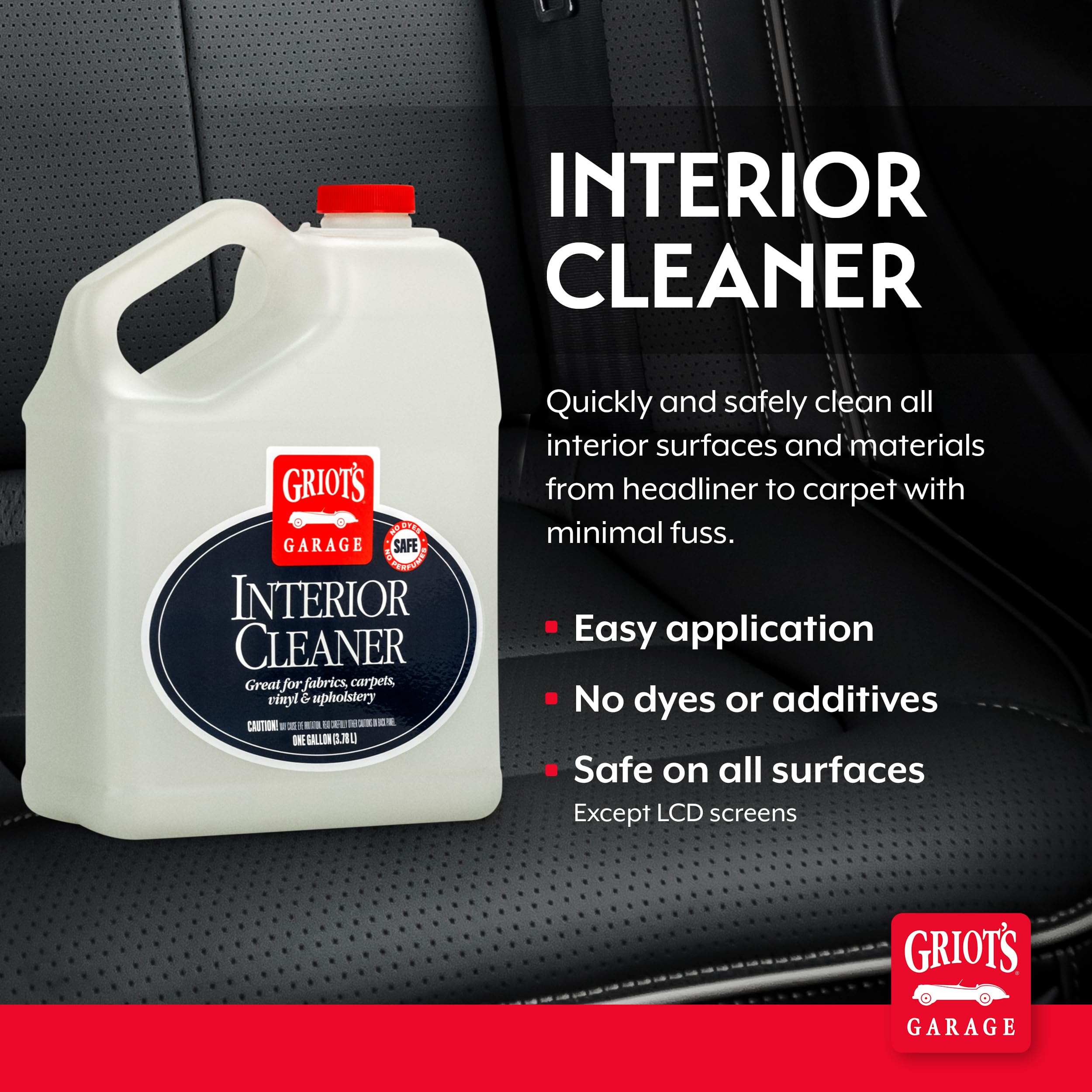 Griot's Garage Interior Cleaner Spray for Car Seats, Carpet, Upholstery Fabric, Floor Mat, Vinyl, Dashboard, Ideal for Truck, SUV, RV, Boat, and More, 10956, 22 Fl Oz