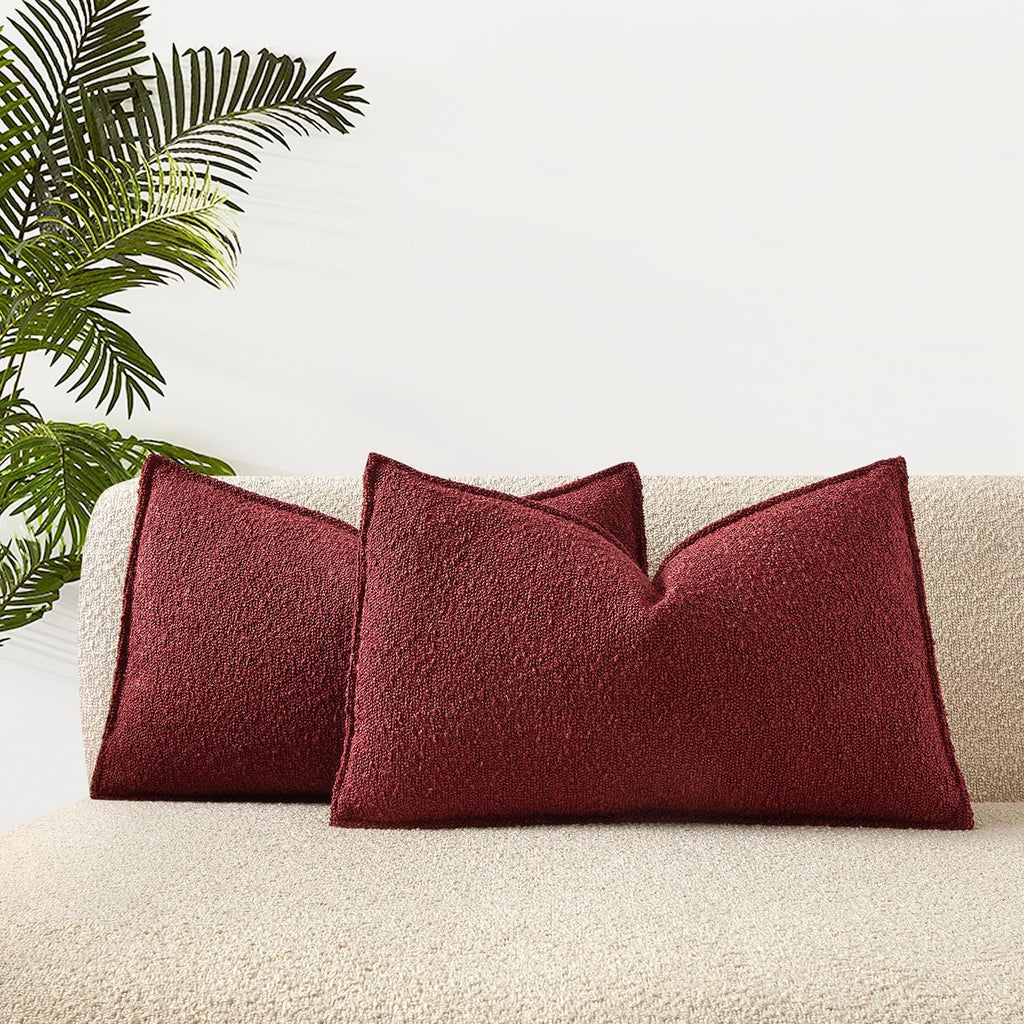 JUSPURBET Pillow Covers Set of 2 Decorative Throw Pillow Covers Case for Couch Sofa Bed Soft Boucle Textured Cushion Covers with Hidden Zipper for Home Decor Living Room 16x16,Beige