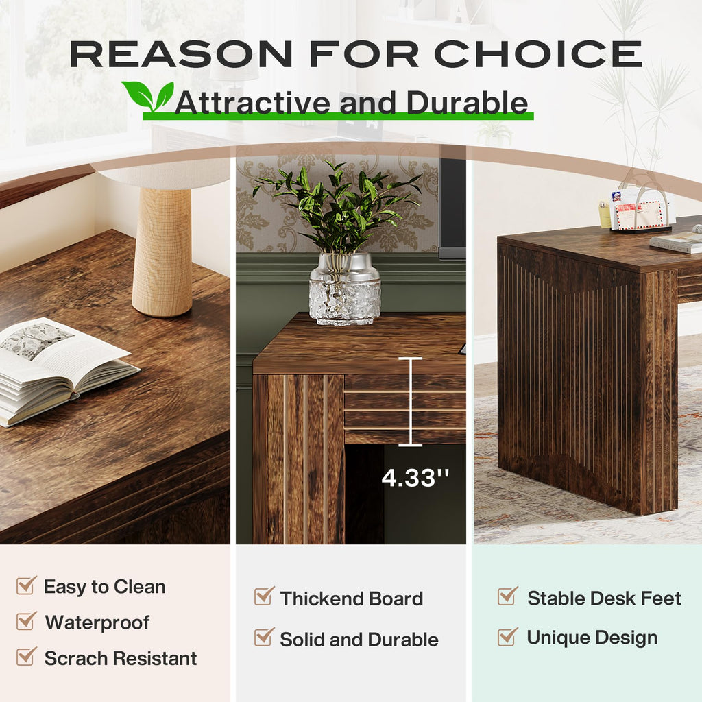 Tribesigns 79-Inch Extra Long Desk, Two Person Double Desk for Home Office, Wooden Long Computer Desk Writing Table for Office, Coffee Brown