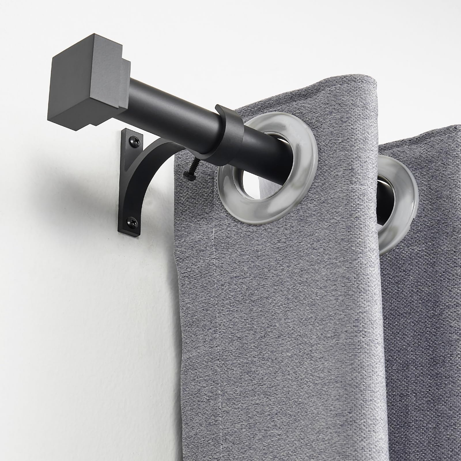 Single Curtain Rods for Windows 28 to 48 Inch(2.3-4ft),1 Inch Diameter Adjustable Heavy Duty Drapery Rods,with Modern Square Aluminum Alloy Finials,Antique Bronze