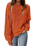MEROKEETY Sweaters for Women Fall Winter 2026 Oversized Pullover Spring Crew Neck Long Sleeve Heathered Knit Tops