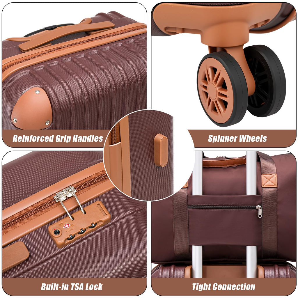 Cosbarn Luggage Sets 5 Piece Suitcases with Wheels, Suitcase Set ABS Hard Case Luggage with TSA Lock Spinner Wheels Durable Travel Luggage
