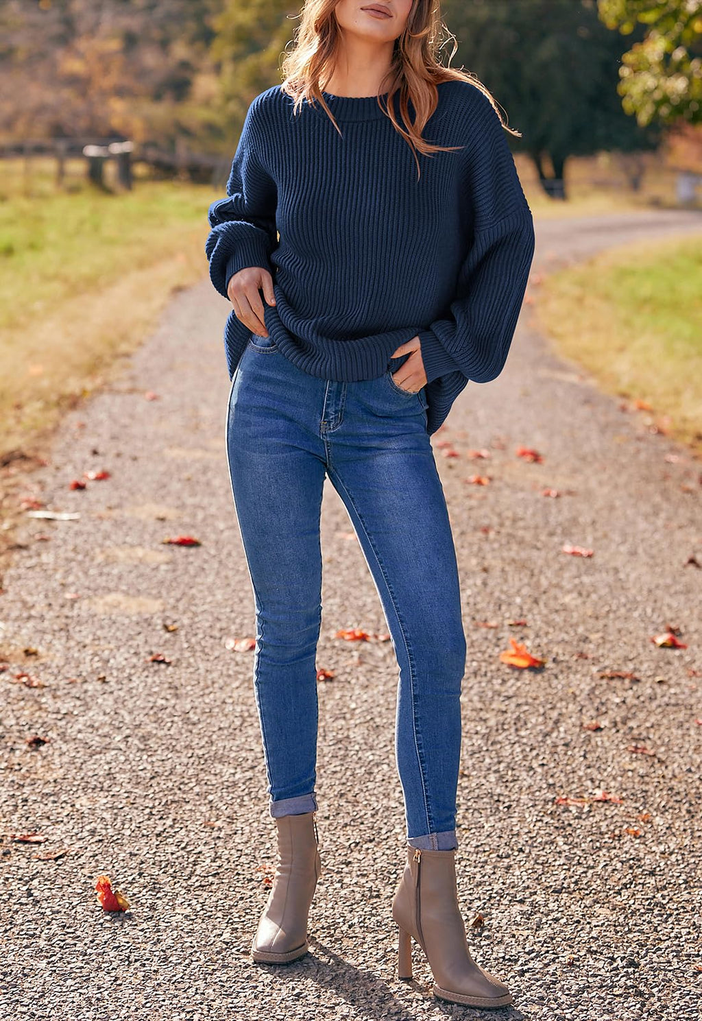 PRETTYGARDEN Womens Sweaters Spring 2026 Oversized Chunky Knitted Pullover Sweater Casual Long Sleeve Crewneck Cute Sweaters