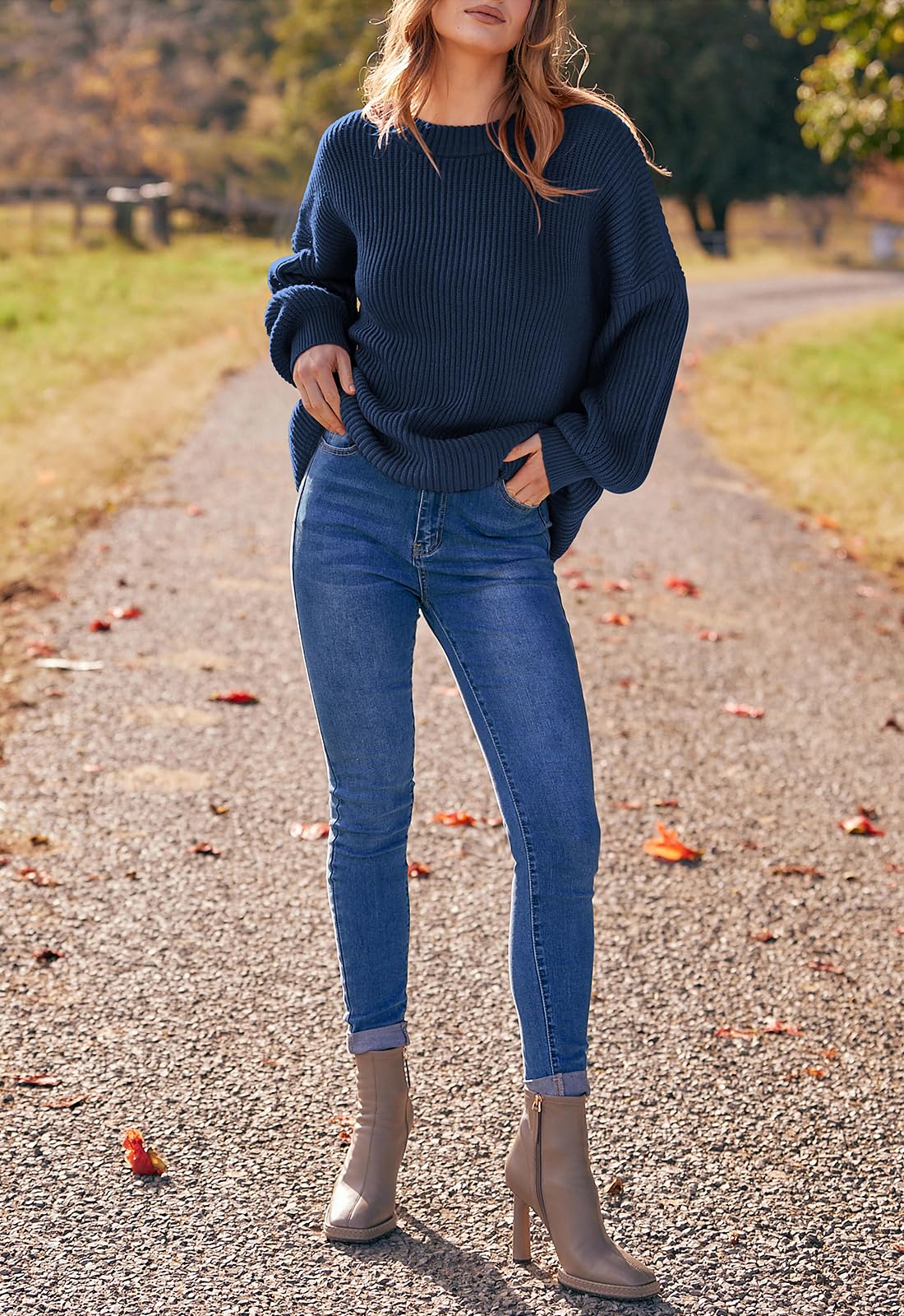 PRETTYGARDEN Womens Sweaters Spring 2026 Oversized Chunky Knitted Pullover Sweater Casual Long Sleeve Crewneck Cute Sweaters