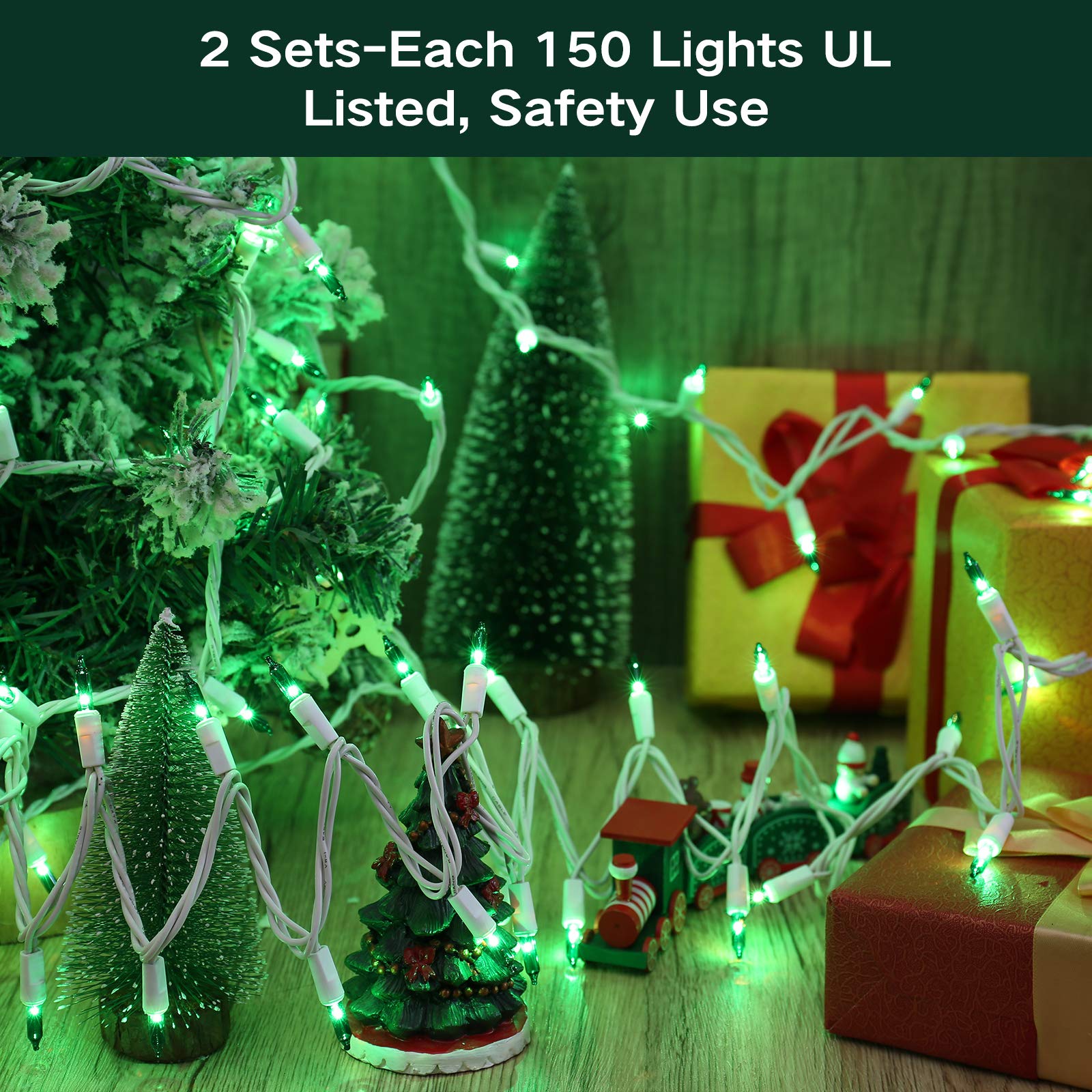 Brizled Christmas Lights, 600 Count 139.2ft Incandescent Mini Lights, Connectable 120V UL Certified for Xmas Wedding Bedroom Porch Decor, White Wire, Warm White