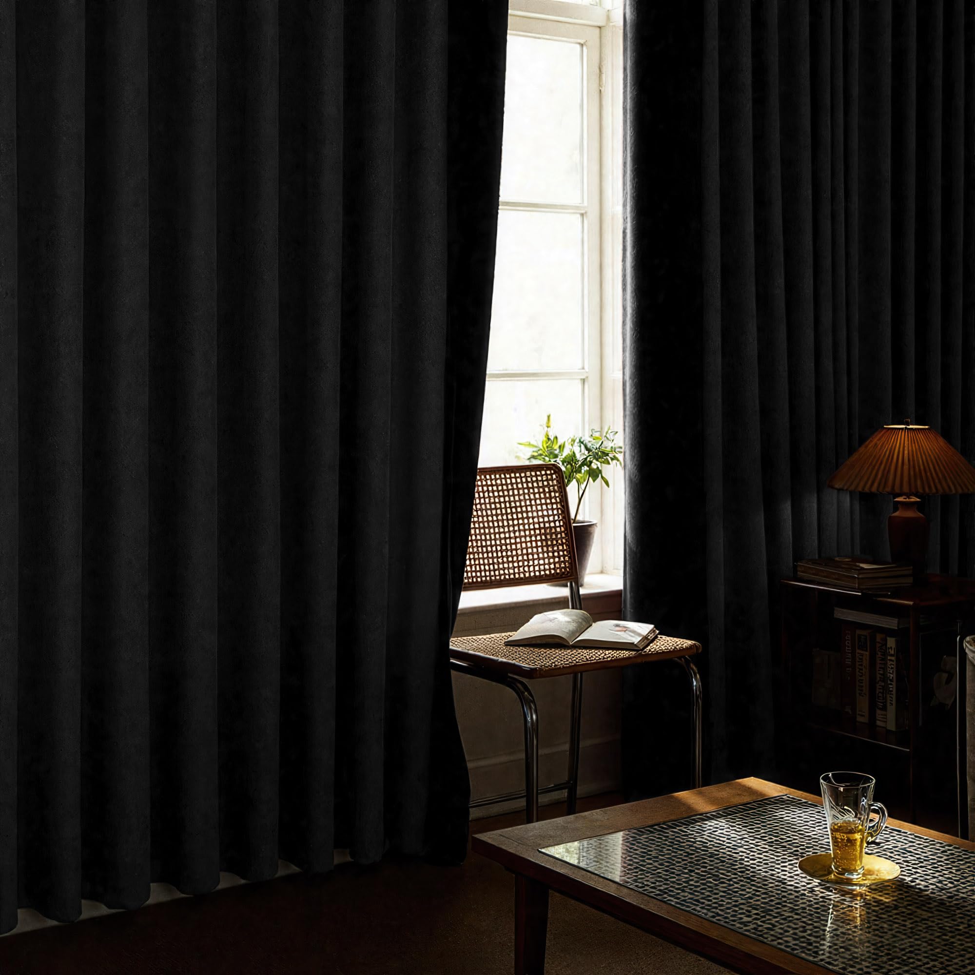 Short Small Linen Blackout Curtains 54 Inch Length 2 Panels Set for Bedroom Living Room Grommet 100% Black Out Linen Drapes Room Darkening Window Curtains 54 Inches Long Dark Gray