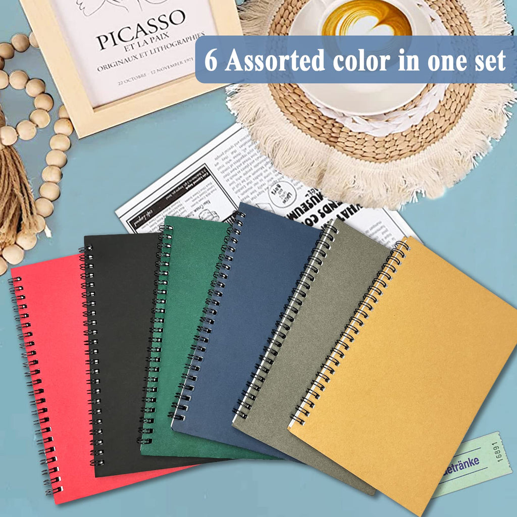 4Pack Small Spiral Notebook A5, 8.25x5.5” 120 Lined Pages Black & Red Wide Ruled Spiral Journal Bulk Blank Kraft Cover Spiral Bound Notebook & Writing Pads for Home Office Meeting Work Note Taking