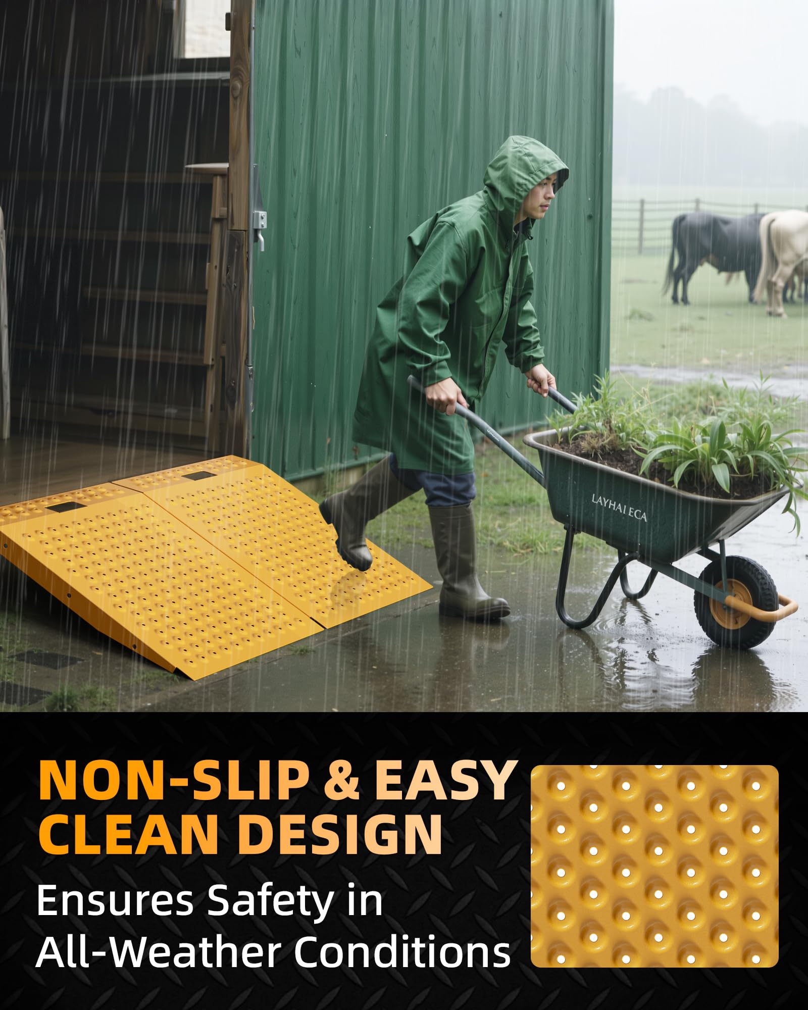 VNN 29" x 24" Shed Ramp for Riding Mower - 750 LB Capacity Shed Ramps, Anti-Slip Punch Plate Ramp for ATV, Motorcycles, Garages & Barns (1PC,Black, Alloy)