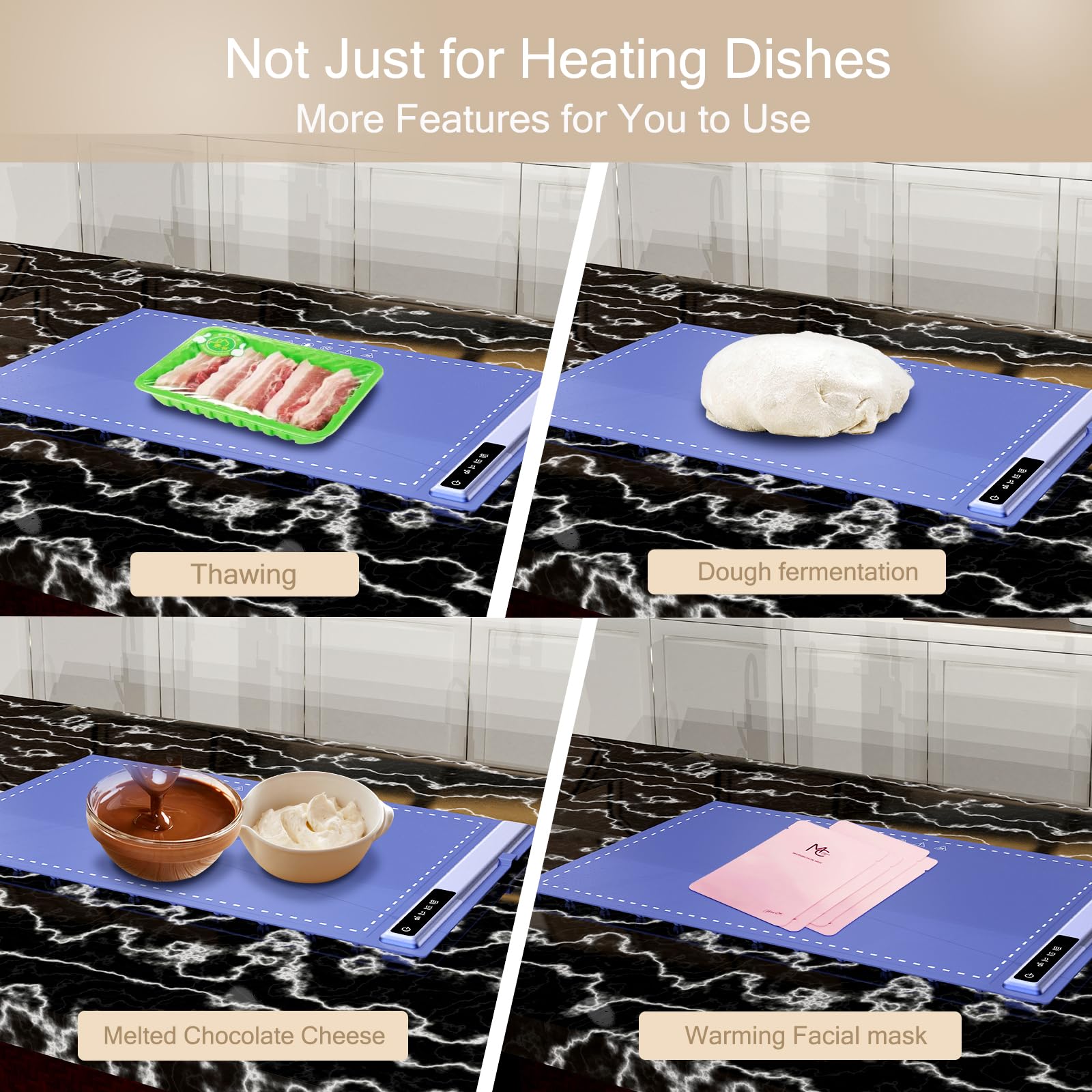 Upgrade Warming Mat for Food with Adjustable Temperature-Portable Electric Warming Tray,Roll Up Silicone Food Warmer for Parties with 3 Temperature Settings,Versatile Food Warmers for Parties Buffet