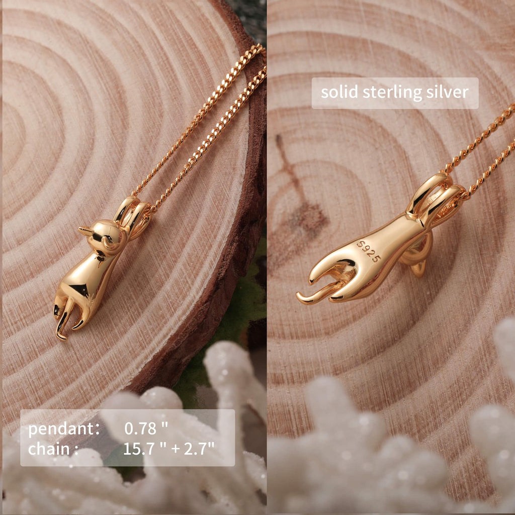 S.Leaf 925 Sterling Silver Cat Necklace Jewelry for Women Trendy Dainty Charm Pendant Necklaces Best Friend Birthday Gifts for Her Sister Mom Wife Womens