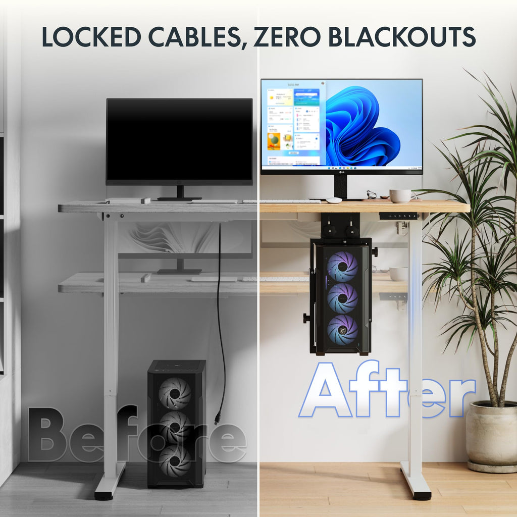 FLEXISPOT EN2 Whole-Piece Standing Desk with Clamp Power Strip, 40 x 24'' Electric Stand Up Height Adjustable Desk with Cable Management (Black Frame + 40" Black Top)