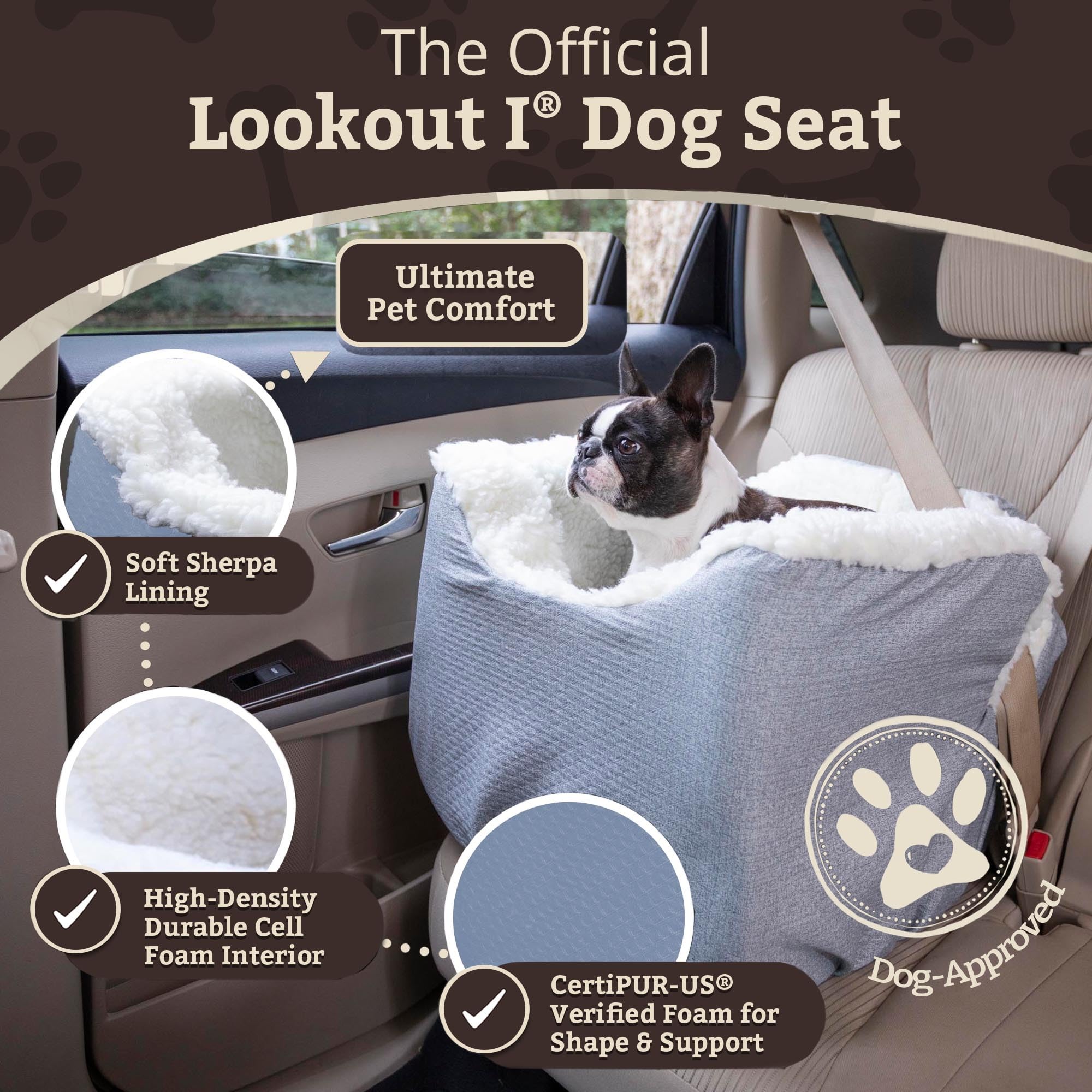 SNOOZER PET Products Lookout 1 Dog CAR SEAT, Birch Diamond, Small
