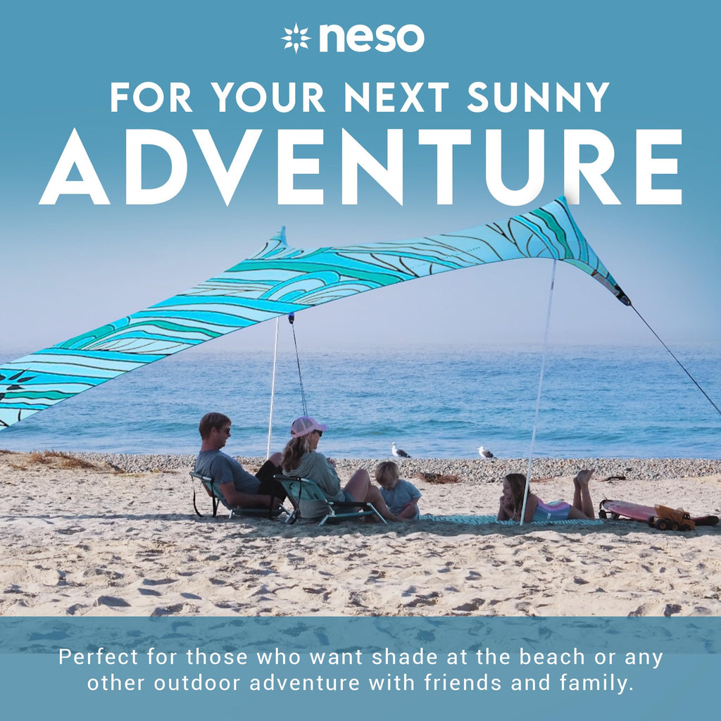 Neso Gigante Portable Beach Tent Sun Shelter - Lightweight Beach Shade Canopy - Easy Setup for Family Outings - Patented Reinforced Corners - UPF 50+ - 8ft Tall, 11 x 11ft - Save The Whales