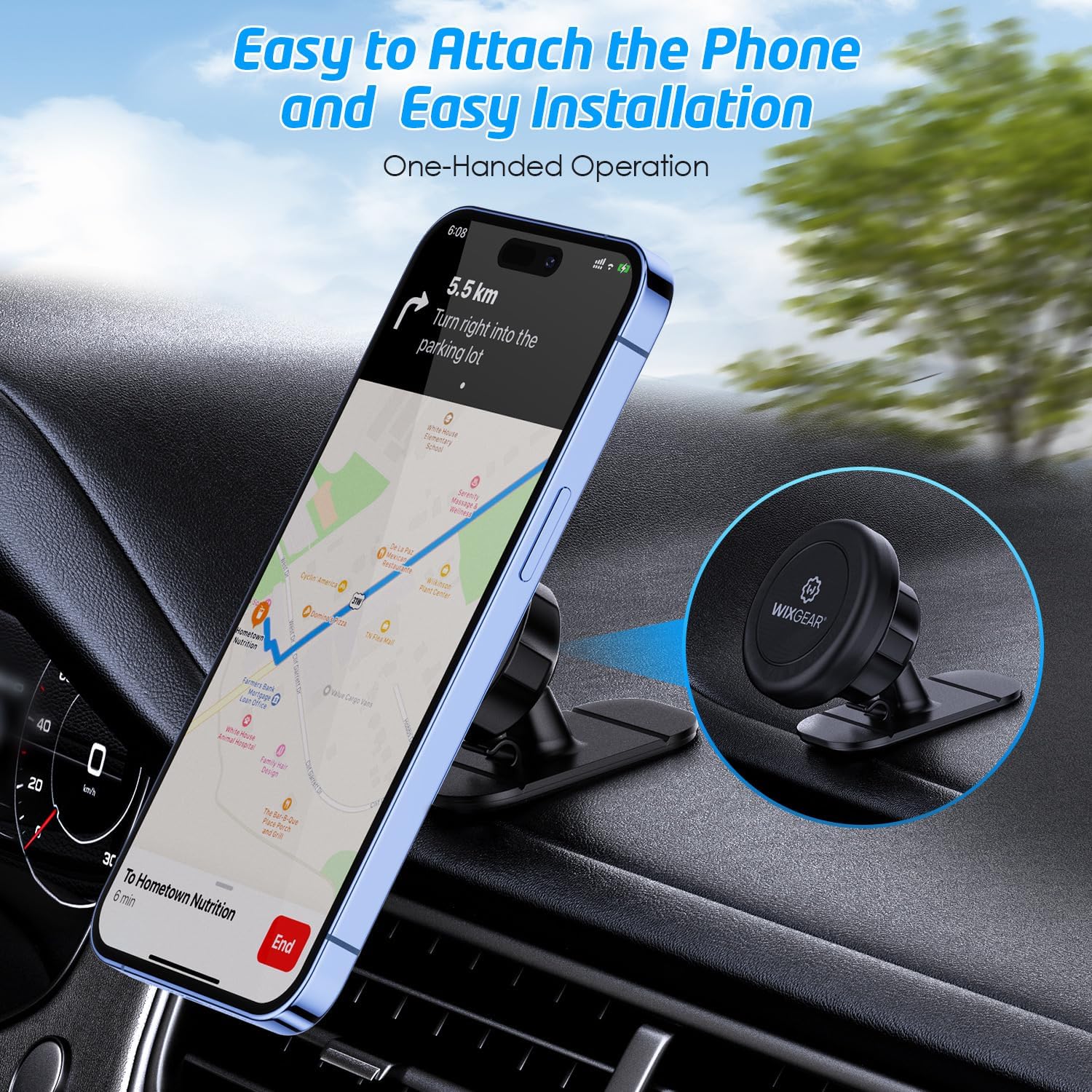 Magnetic Car Mount [2-Pack] - Universal Stick-On Dashboard Magnetic Phone Holder for Car, Strong Magnet Mount for Cell Phones & Mini Tablets with Swift-Snap Technology