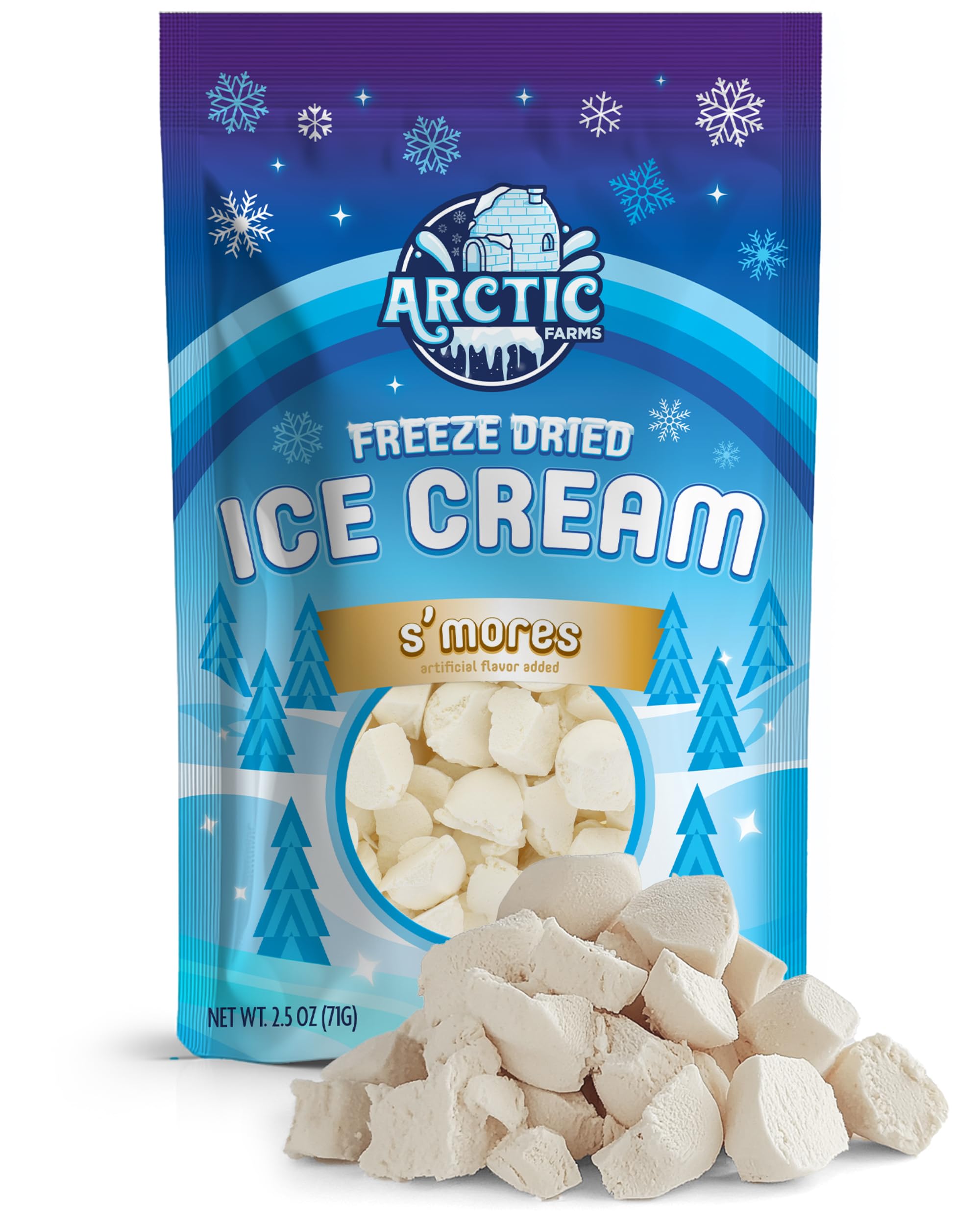 Arctic Farms Freeze Dried Ice Cream Bits Bagged and Boxed - Does Not Melt (1lb, S'mores)